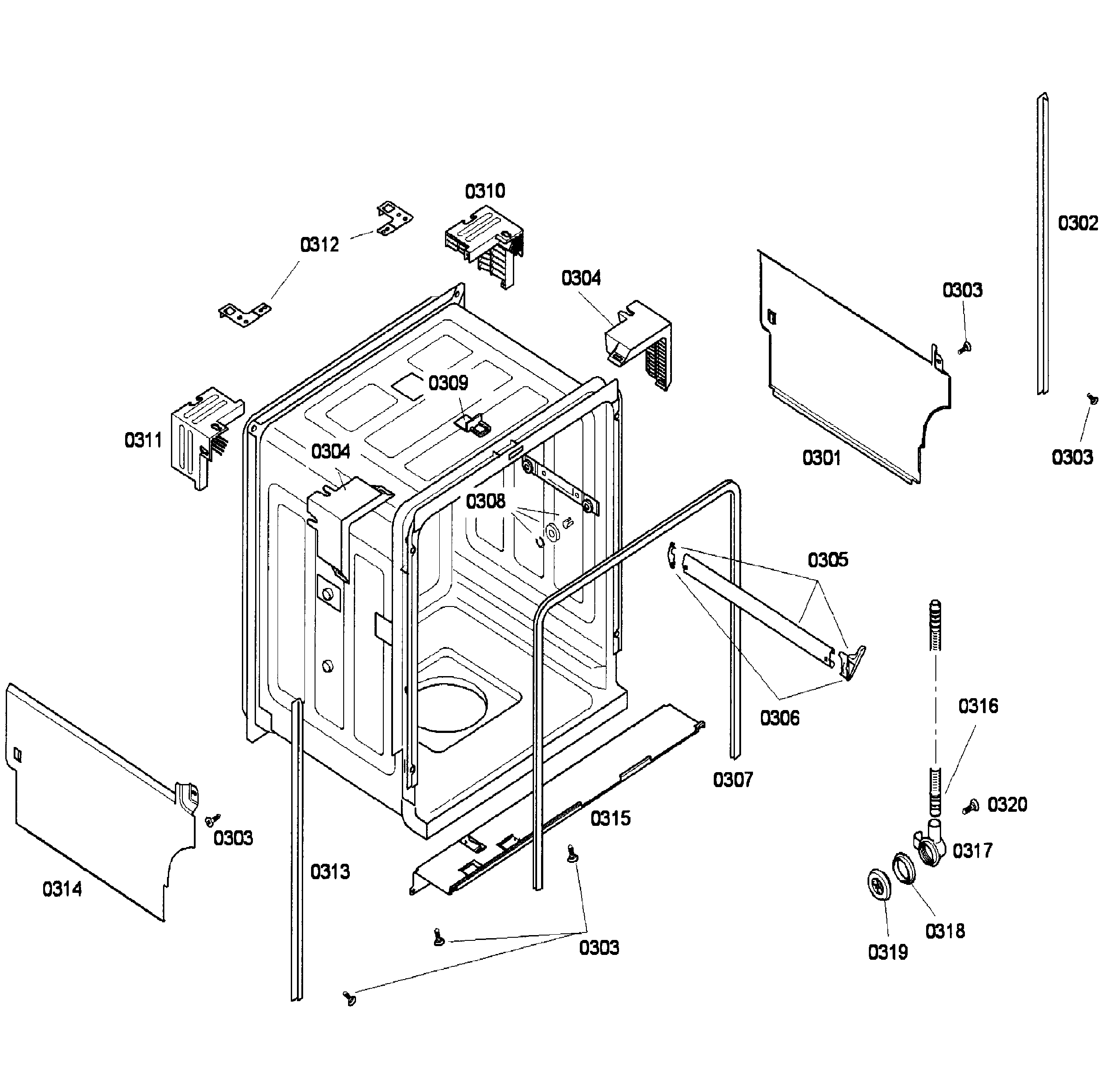 Bosch SHU43C02UC/40 cavity diagram