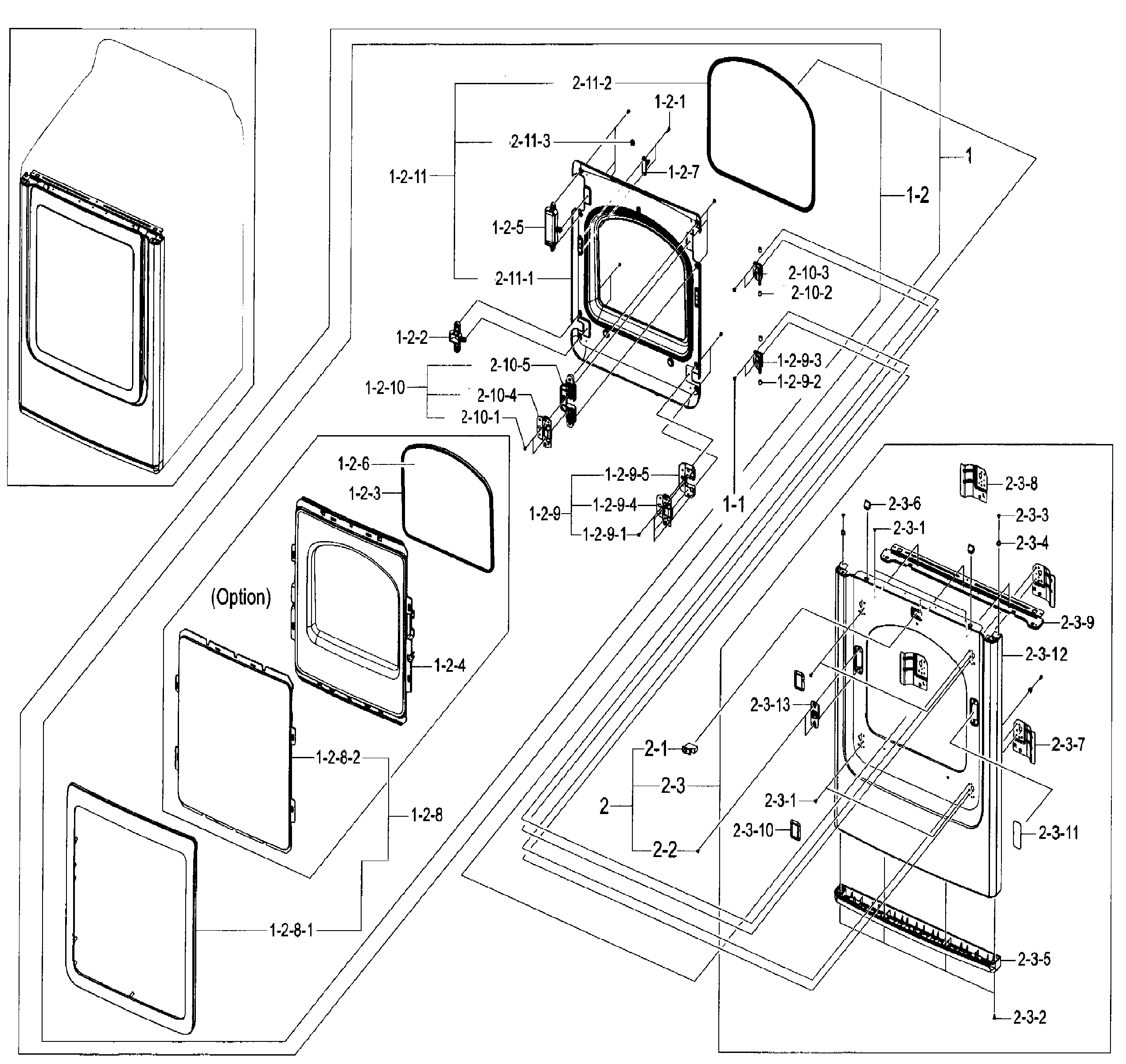 Samsung DV48J7770EP/A2-01 front/door diagram