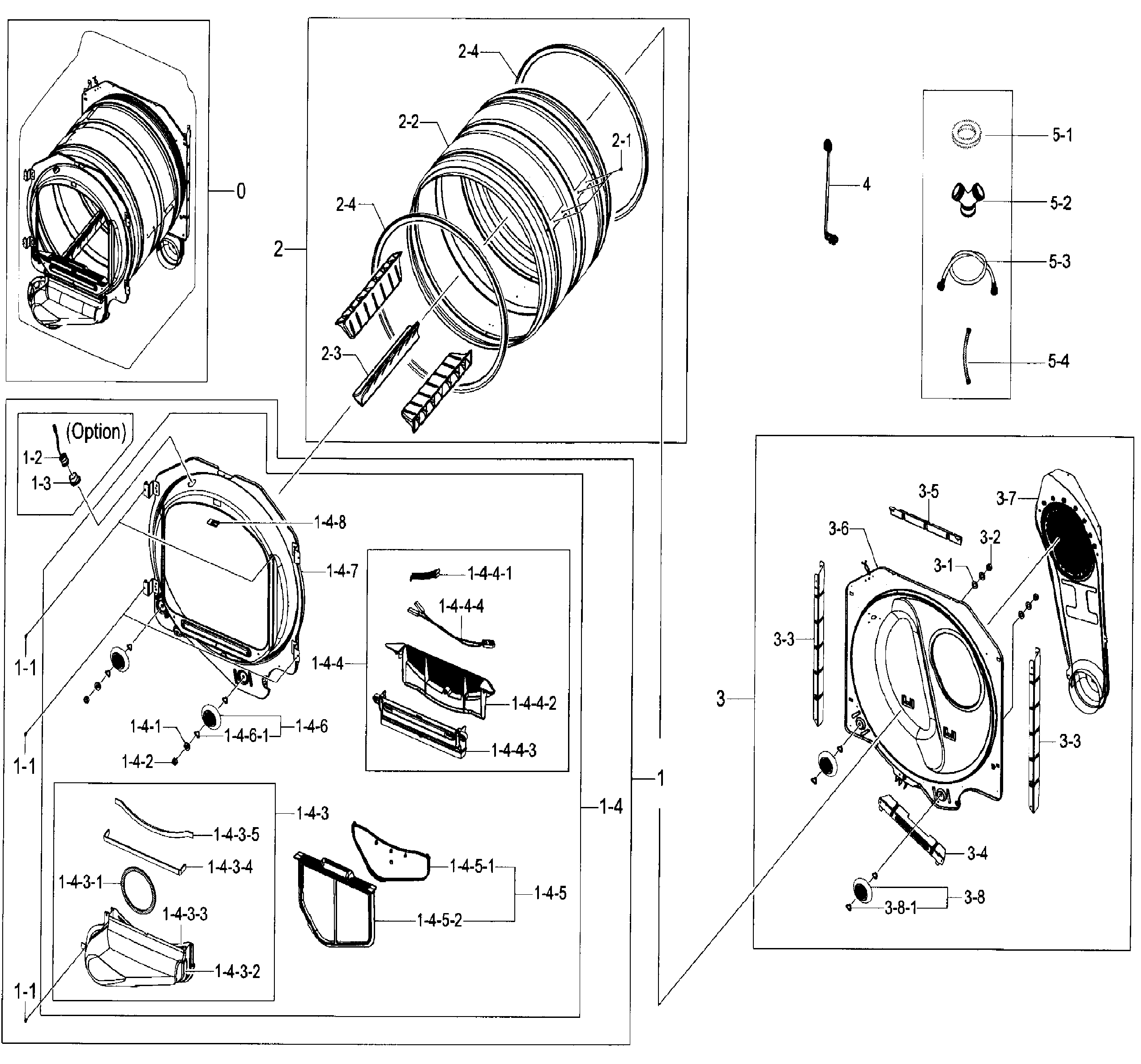 Samsung DV48J7770EP/A2-01 drum parts diagram