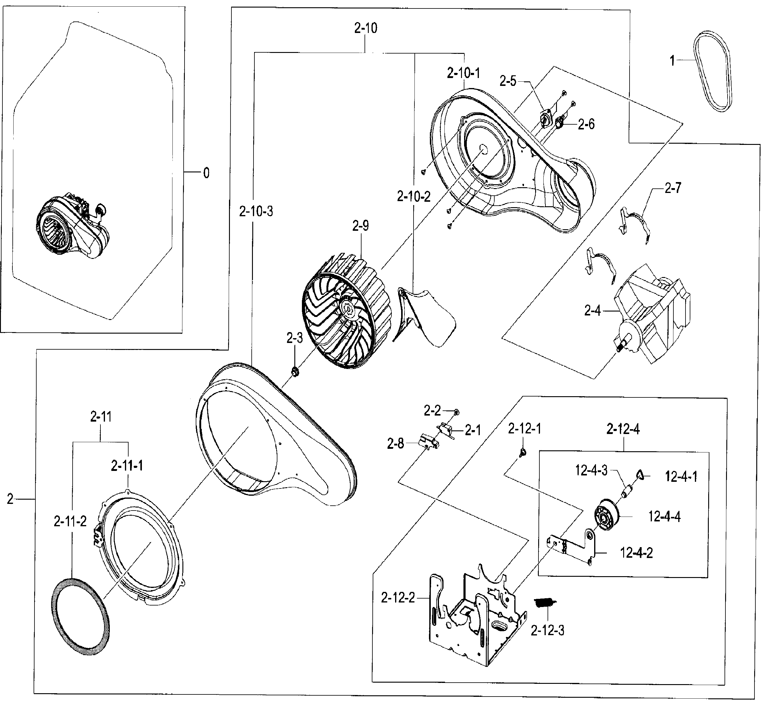 Samsung DV48J7770EP/A2-01 motor/duct diagram