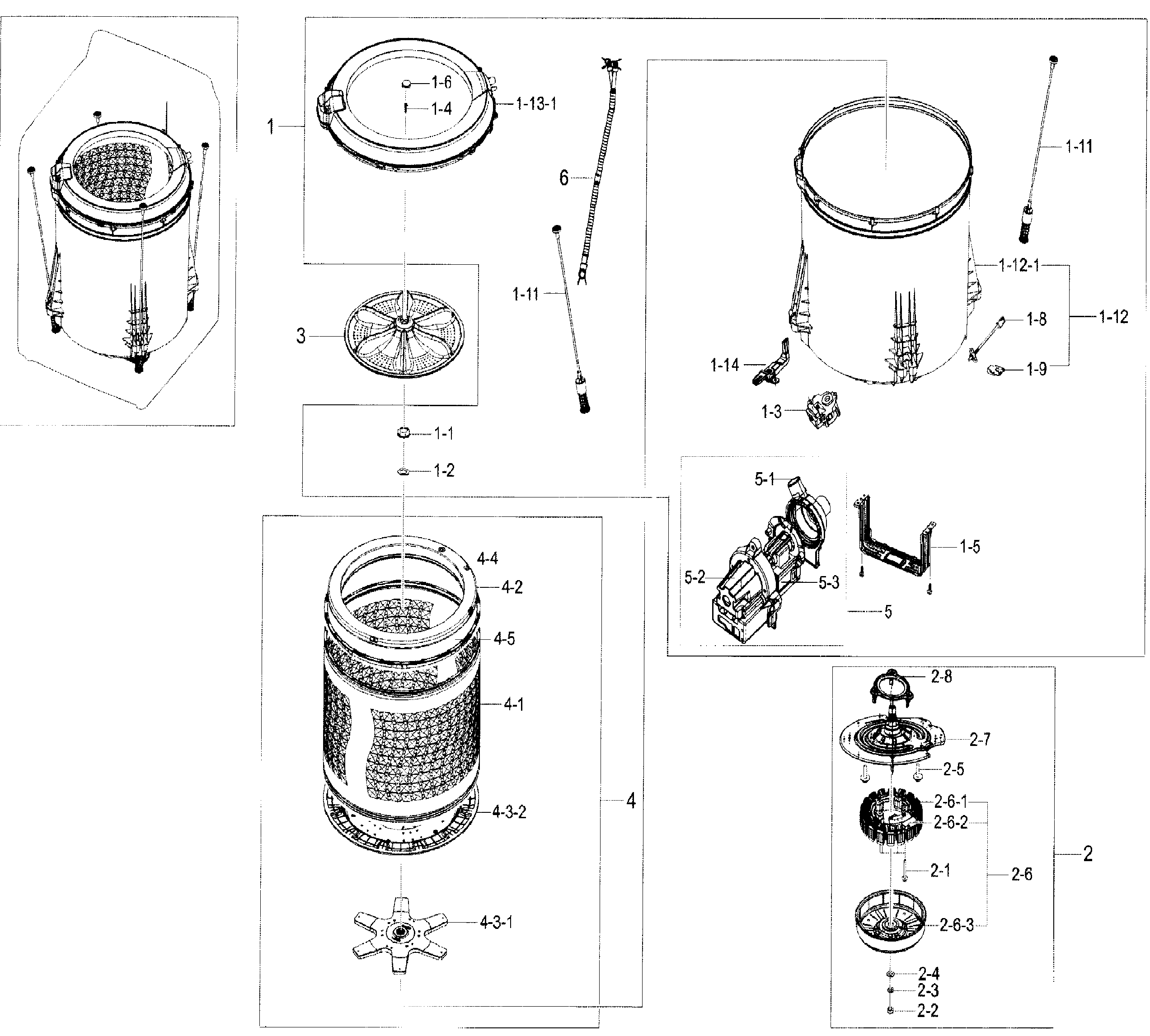 Samsung WA50F9A6DSW/A2-00 tub parts diagram