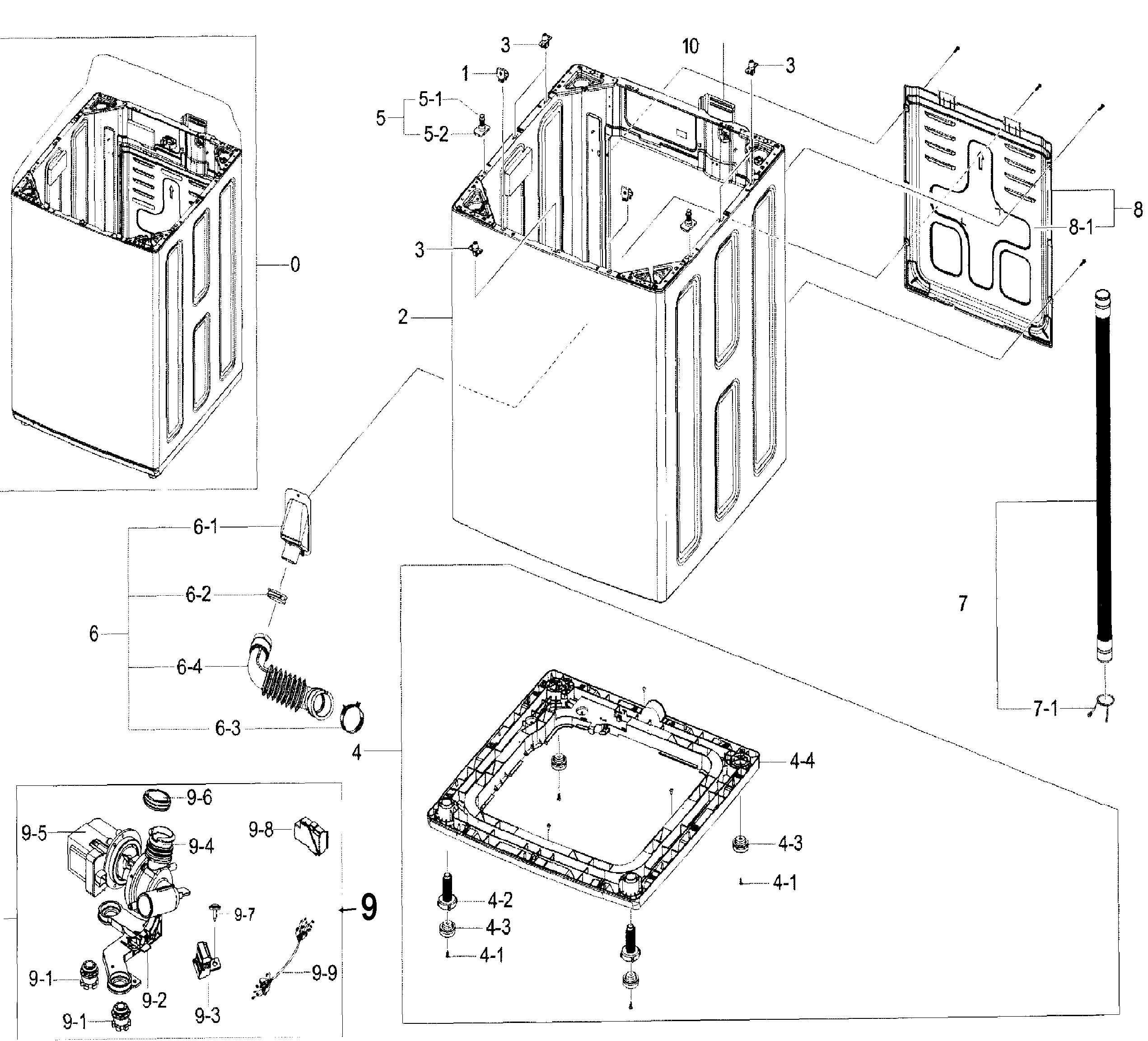 Samsung WA50F9A6DSW/A2-00 frame diagram