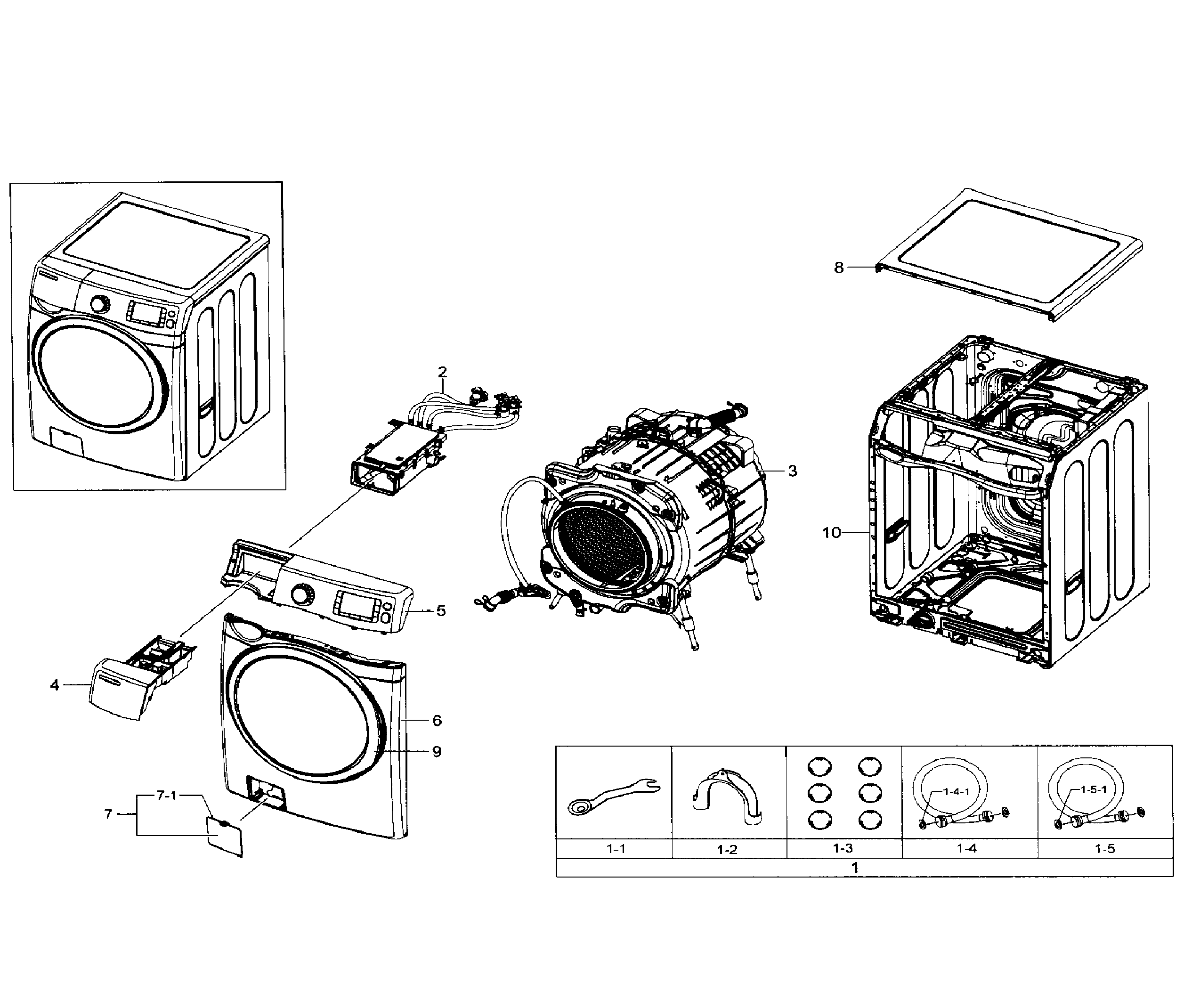 Samsung WF511ABW/XAA-01 main asy diagram