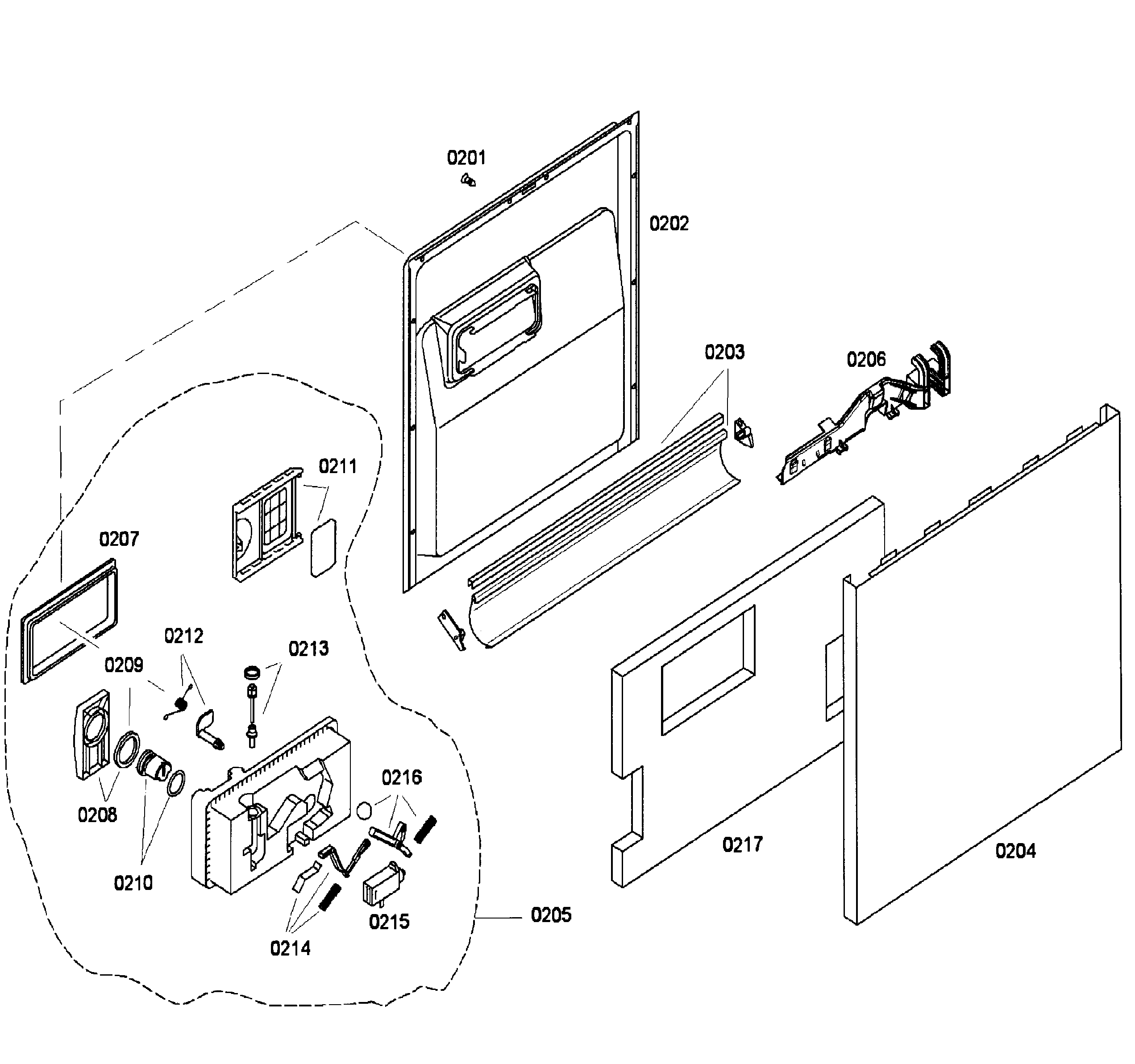 Bosch SHU43C02UC/37 door diagram