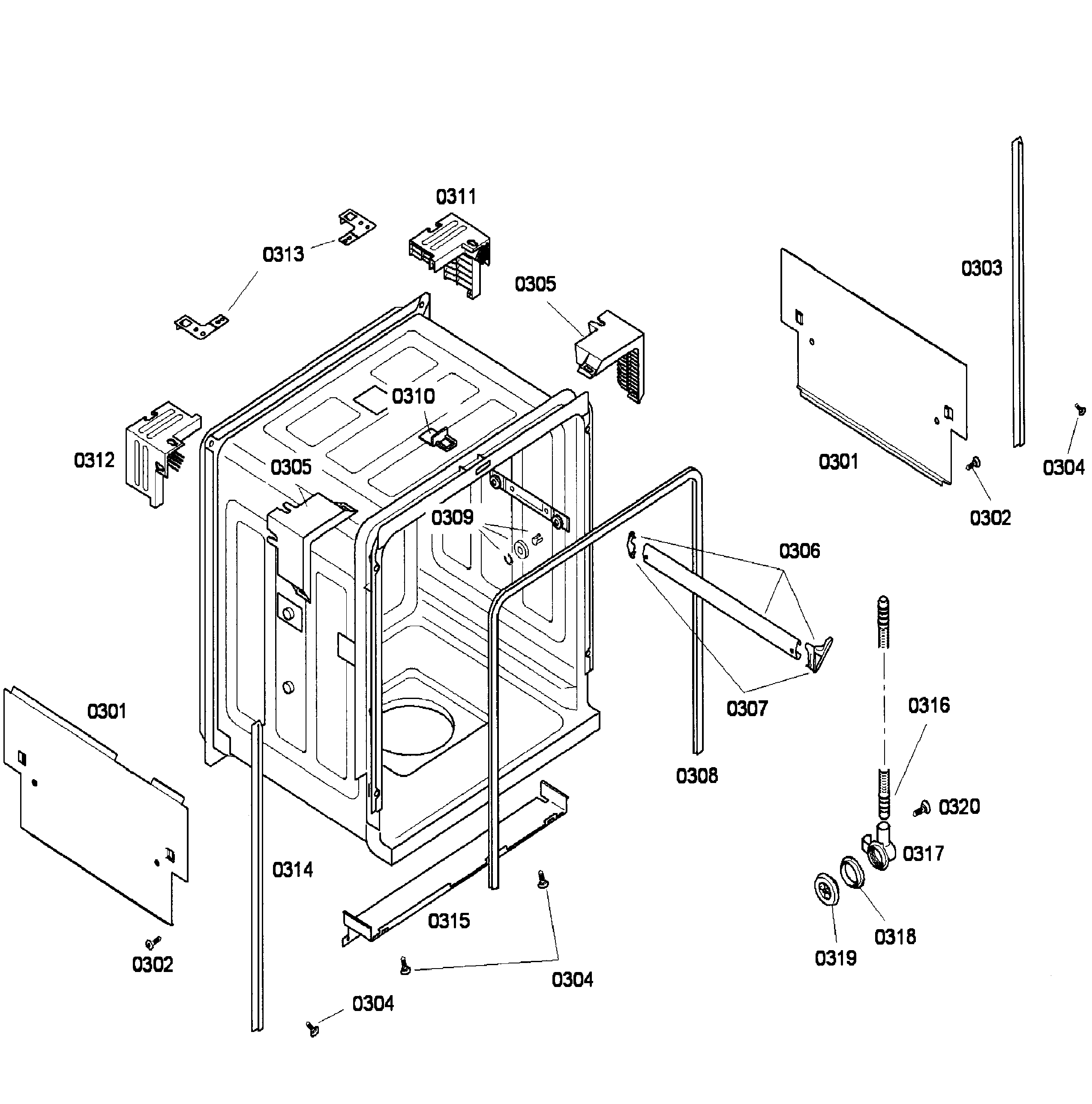 Bosch SHU43C02UC/37 frame diagram