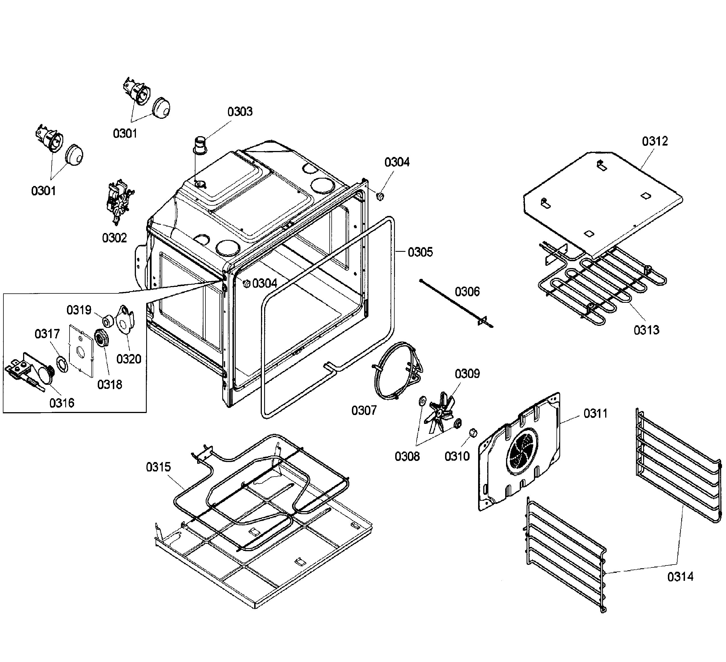 Bosch HBN5660UC/02 oven upper diagram