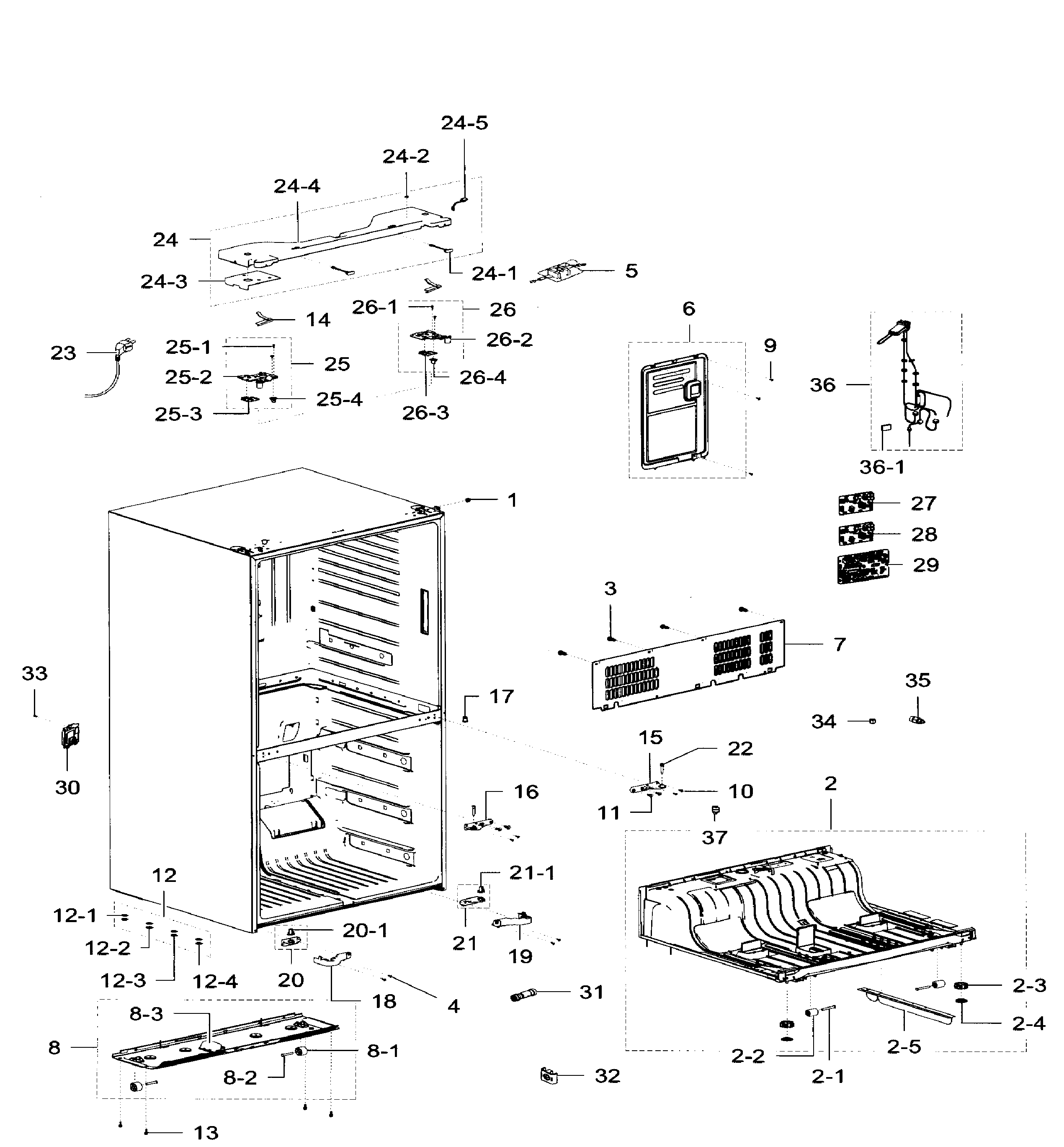 Samsung RF32FMQDBSR/AA-08 cabinet diagram