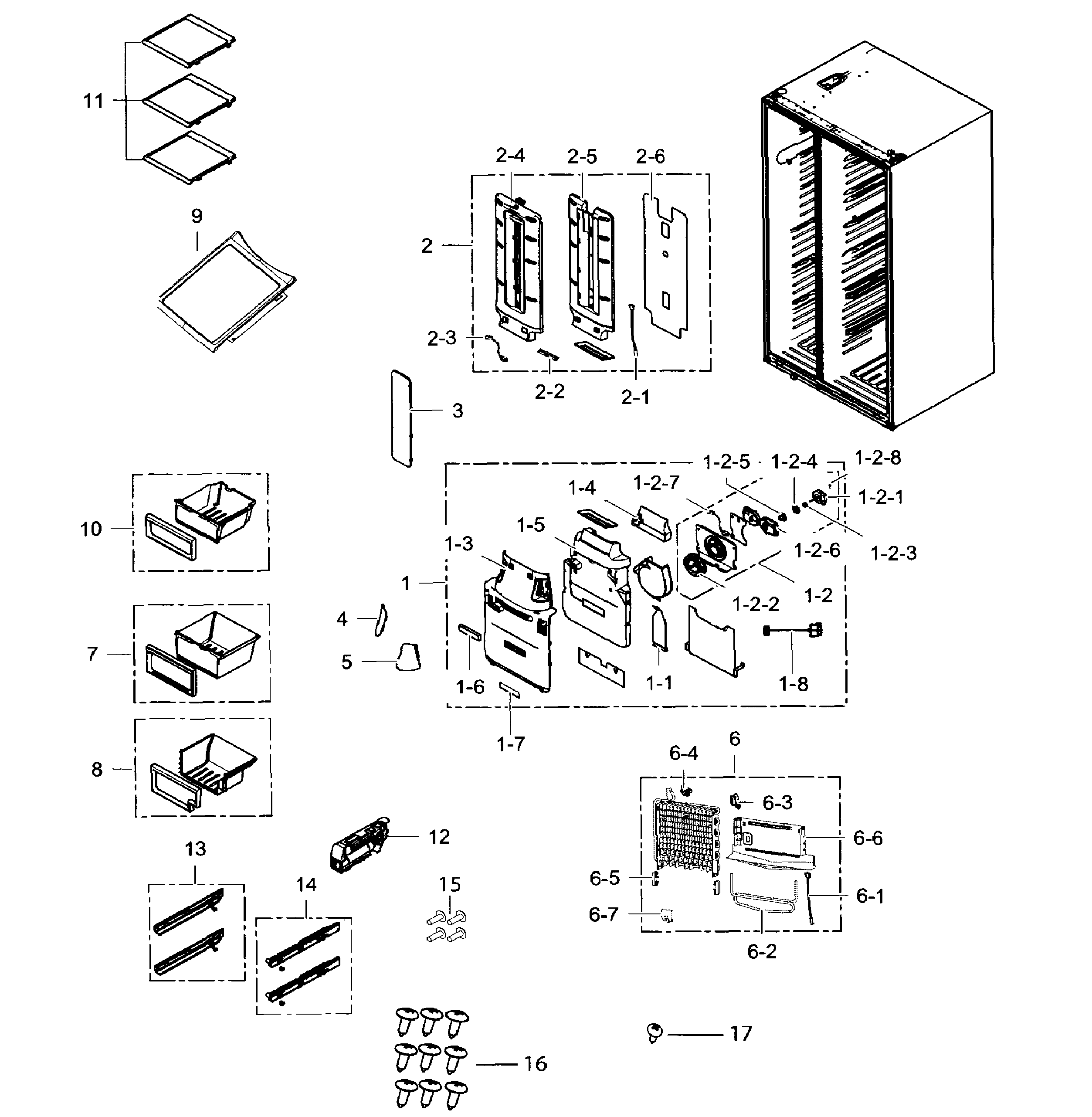Samsung RH25H5611BC/AA-01 fridge diagram