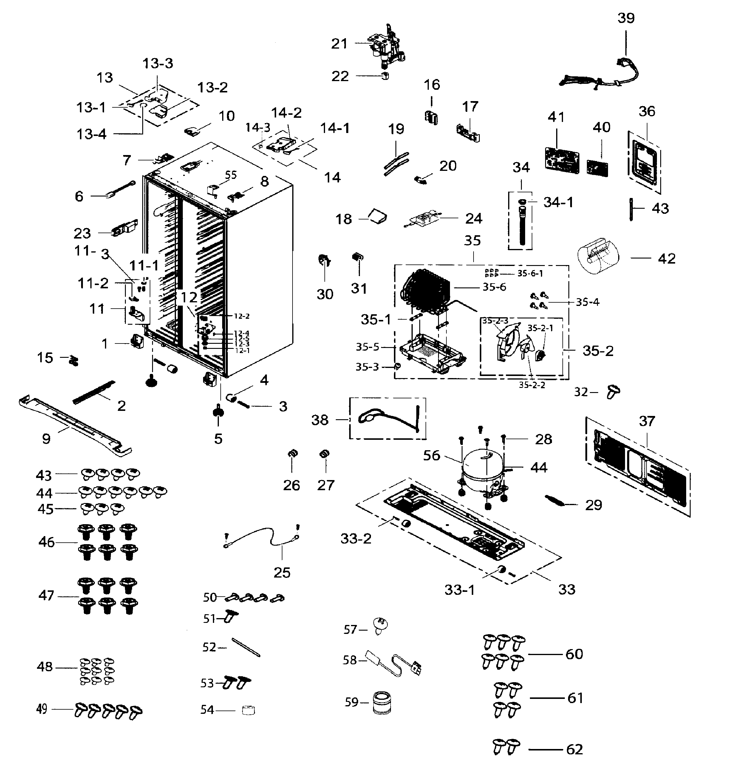 Samsung RH25H5611BC/AA-01 cabinet diagram