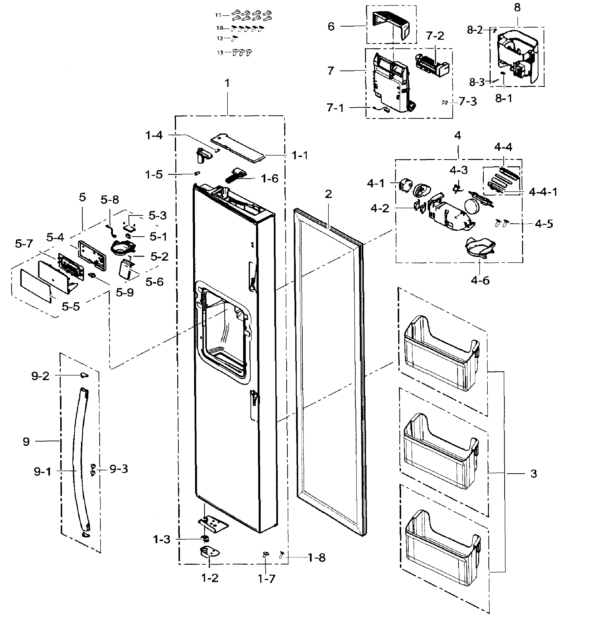 Samsung RH25H5611BC/AA-01 left door diagram