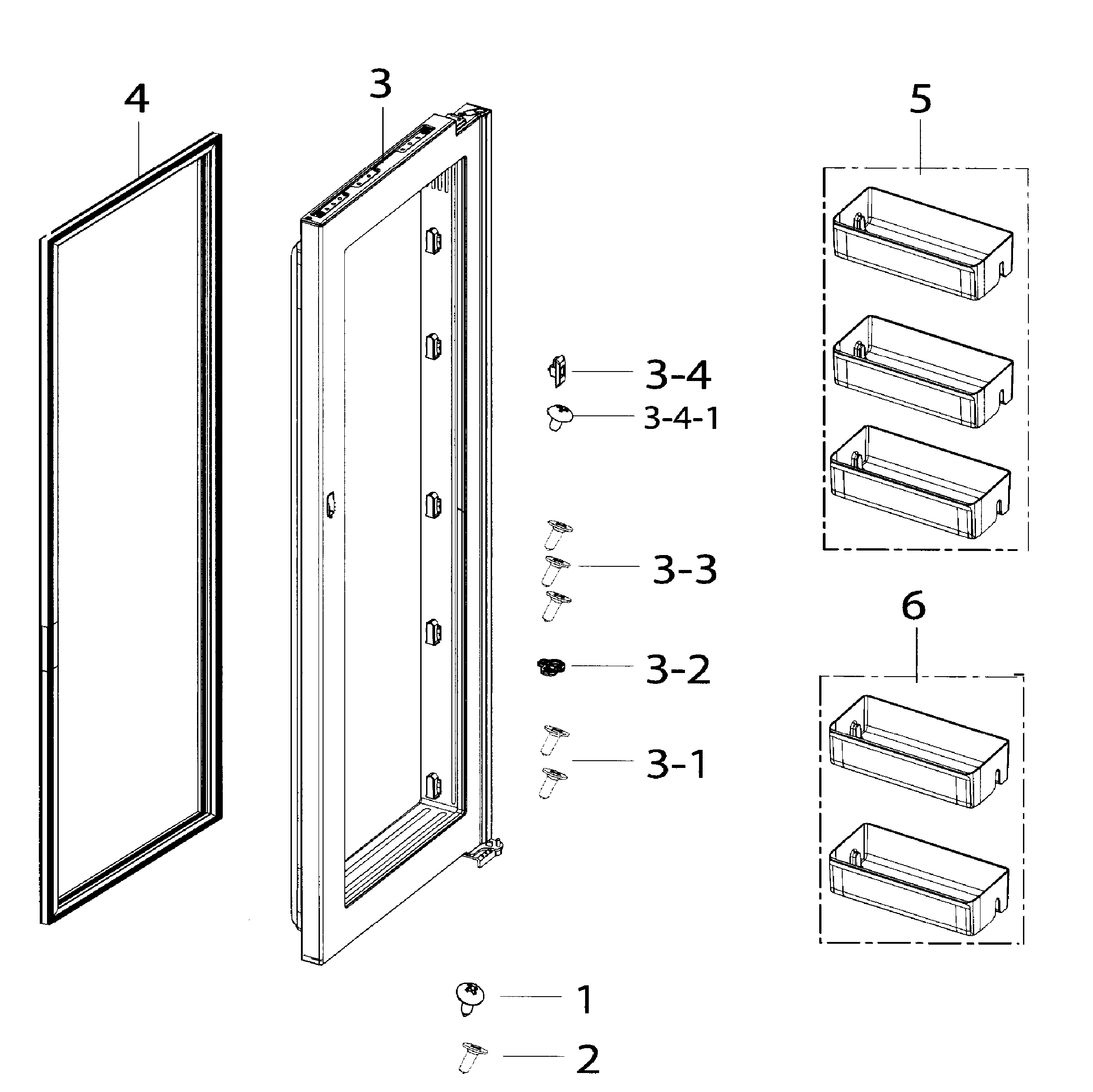 Samsung RH25H5611BC/AA-01 right door in diagram