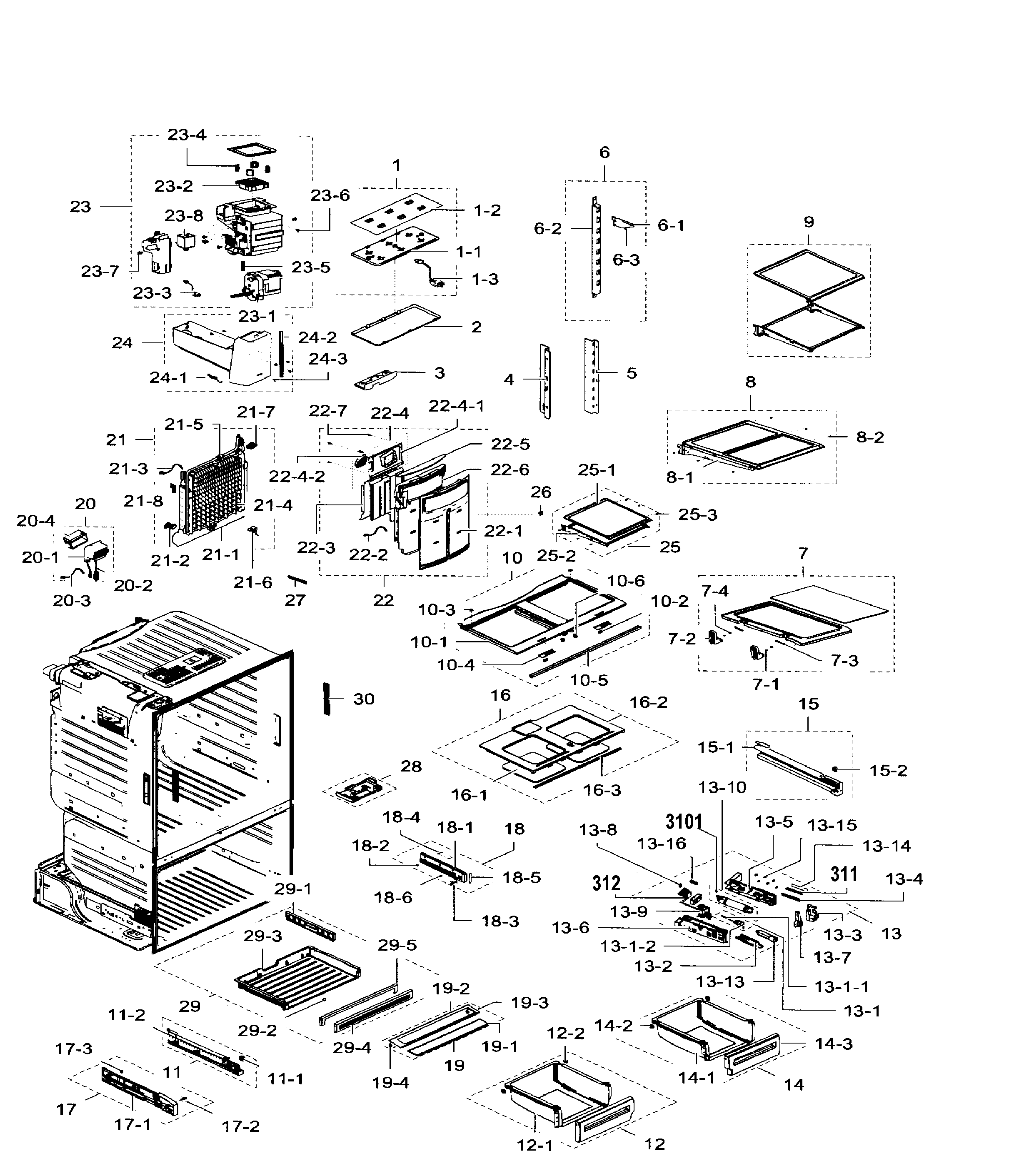 Samsung RF28HFEDTSR/AA-07 fridge diagram