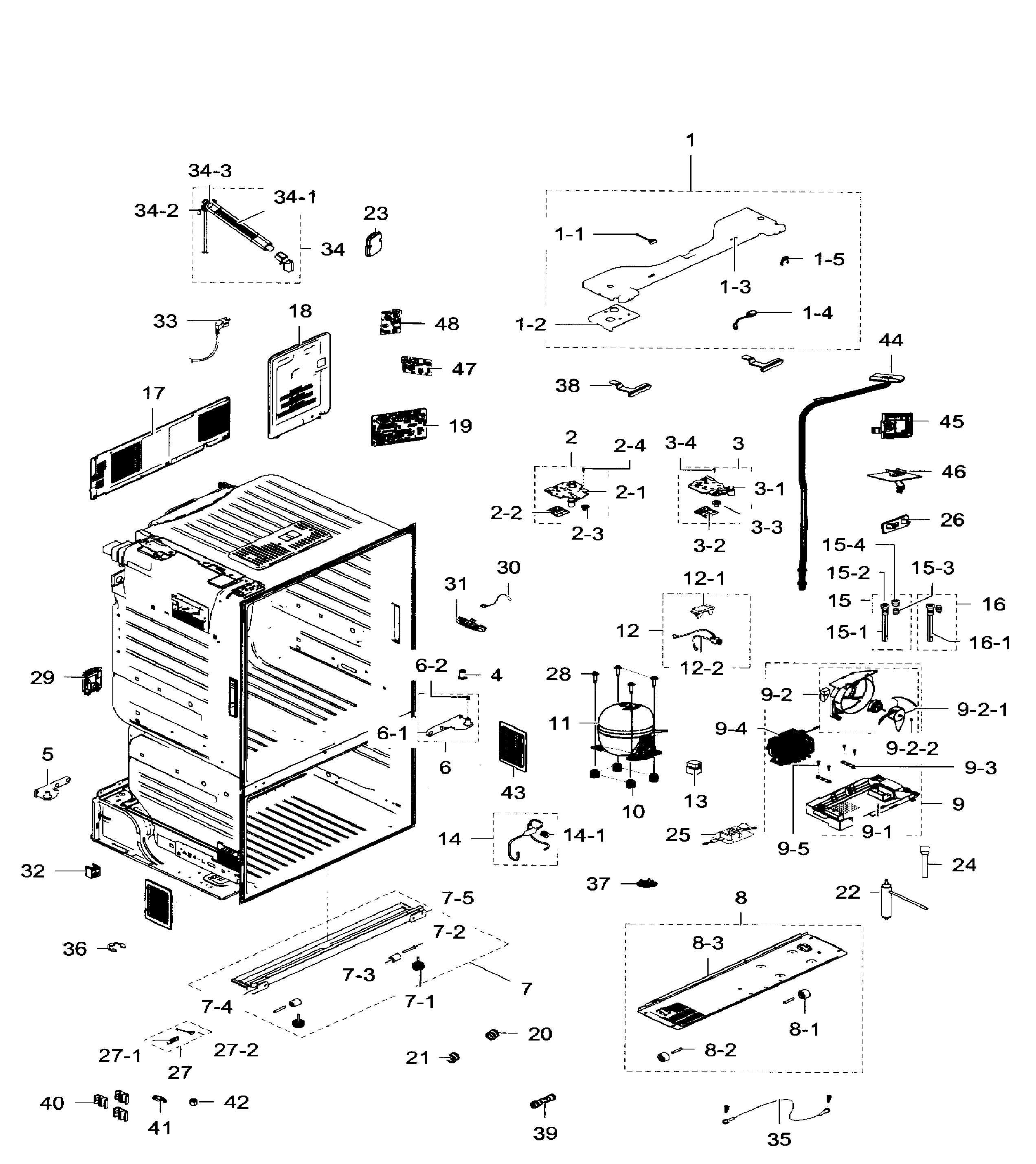 Samsung RF28HFEDTSR/AA-07 cabinet diagram