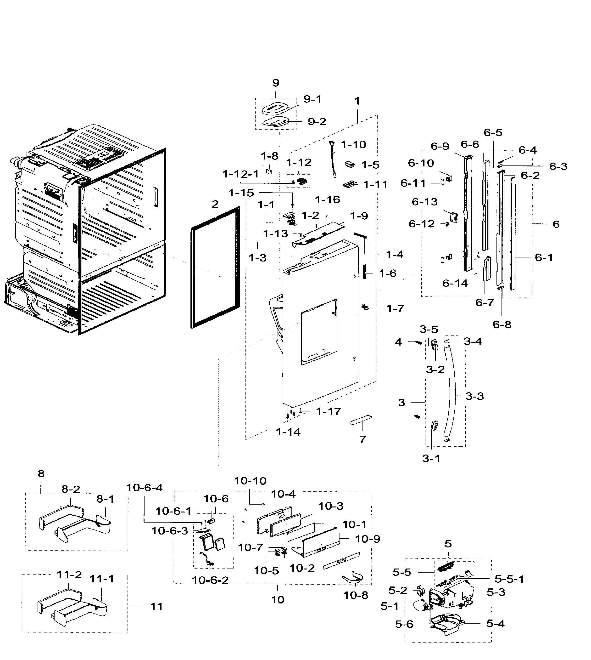 Samsung RF28HFEDTSR/AA-07 left door diagram