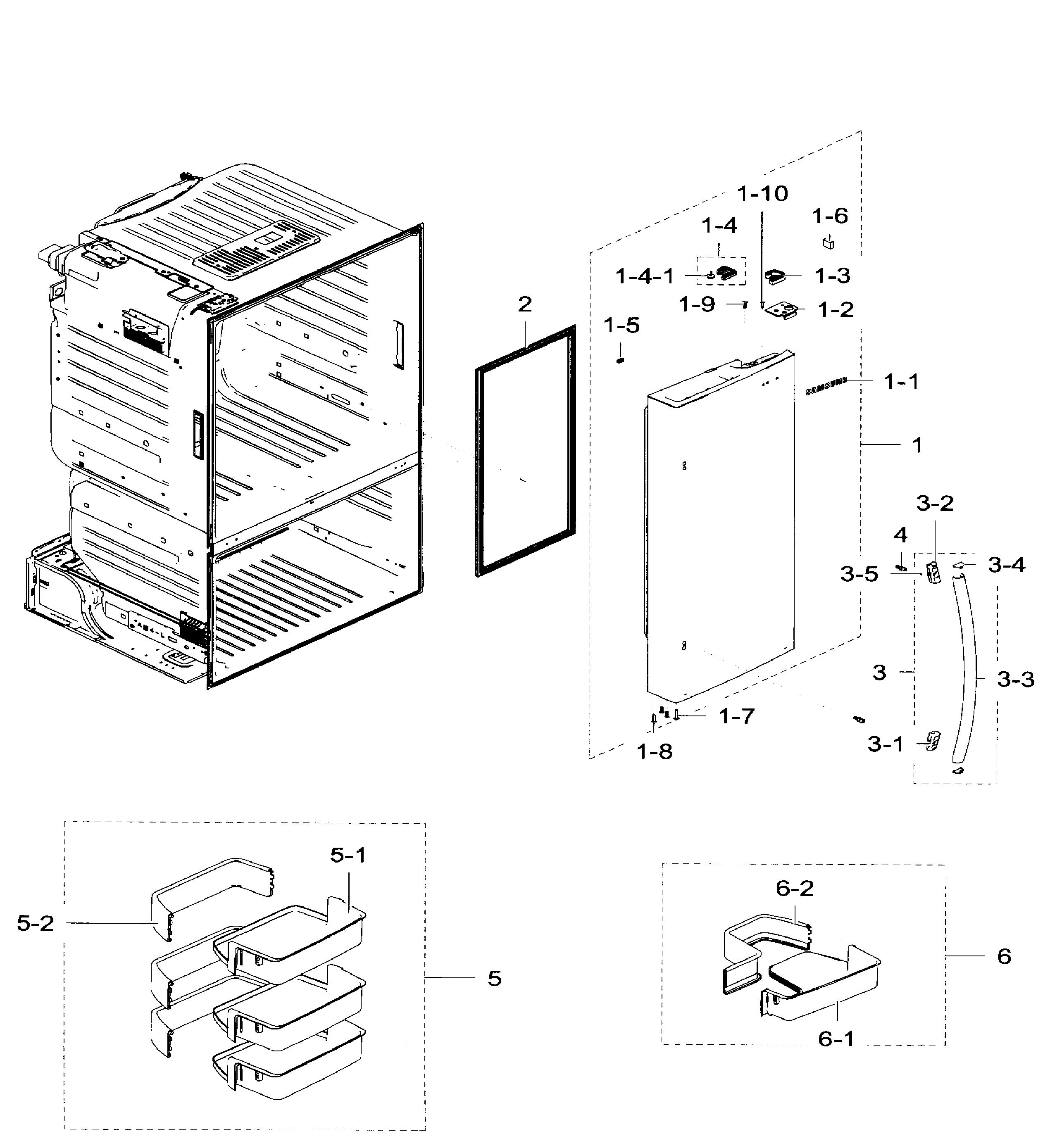 Samsung RF28HFEDTSR/AA-07 right door diagram