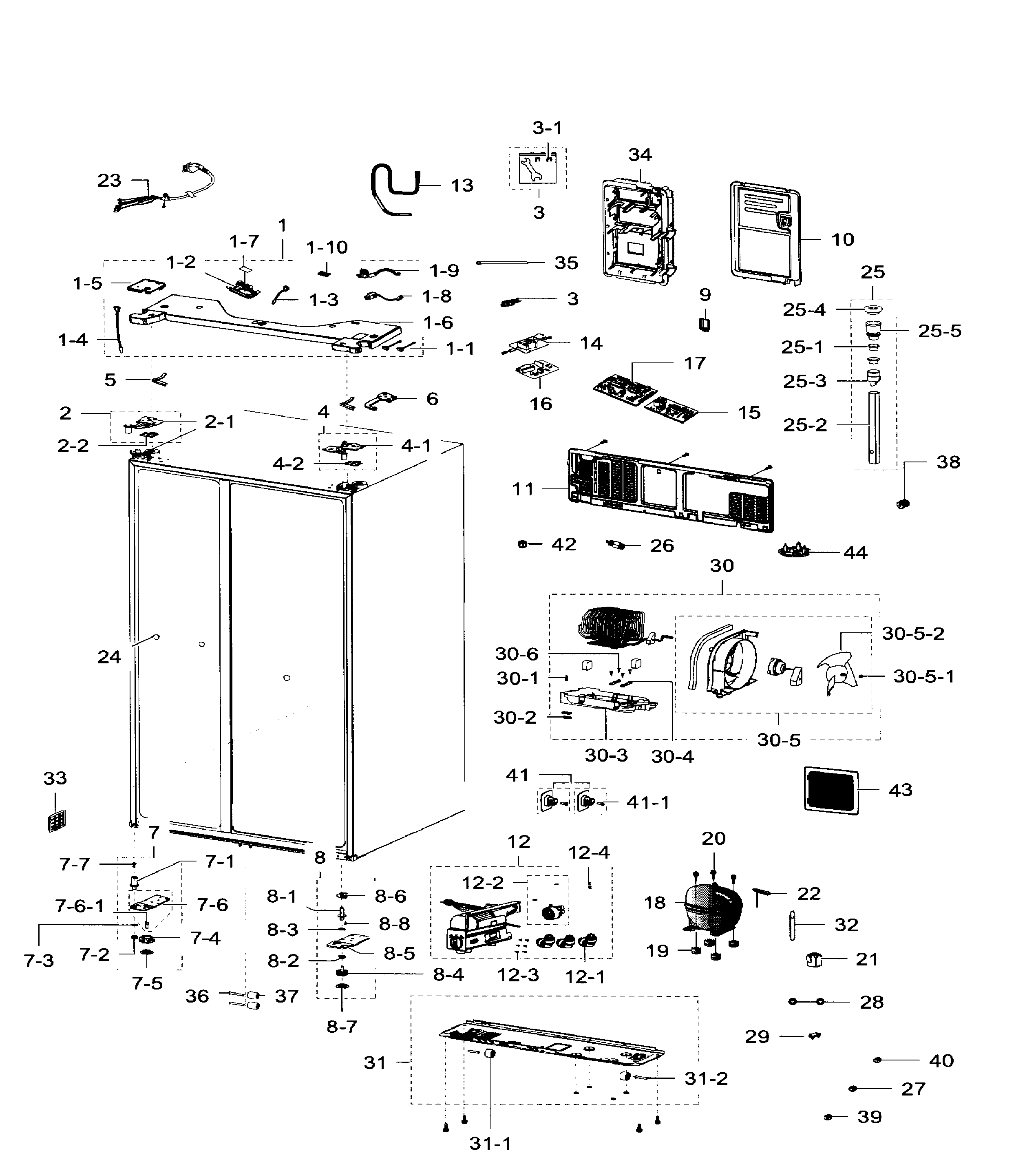 Samsung RH29H9000SR/AA-03 cabinet diagram
