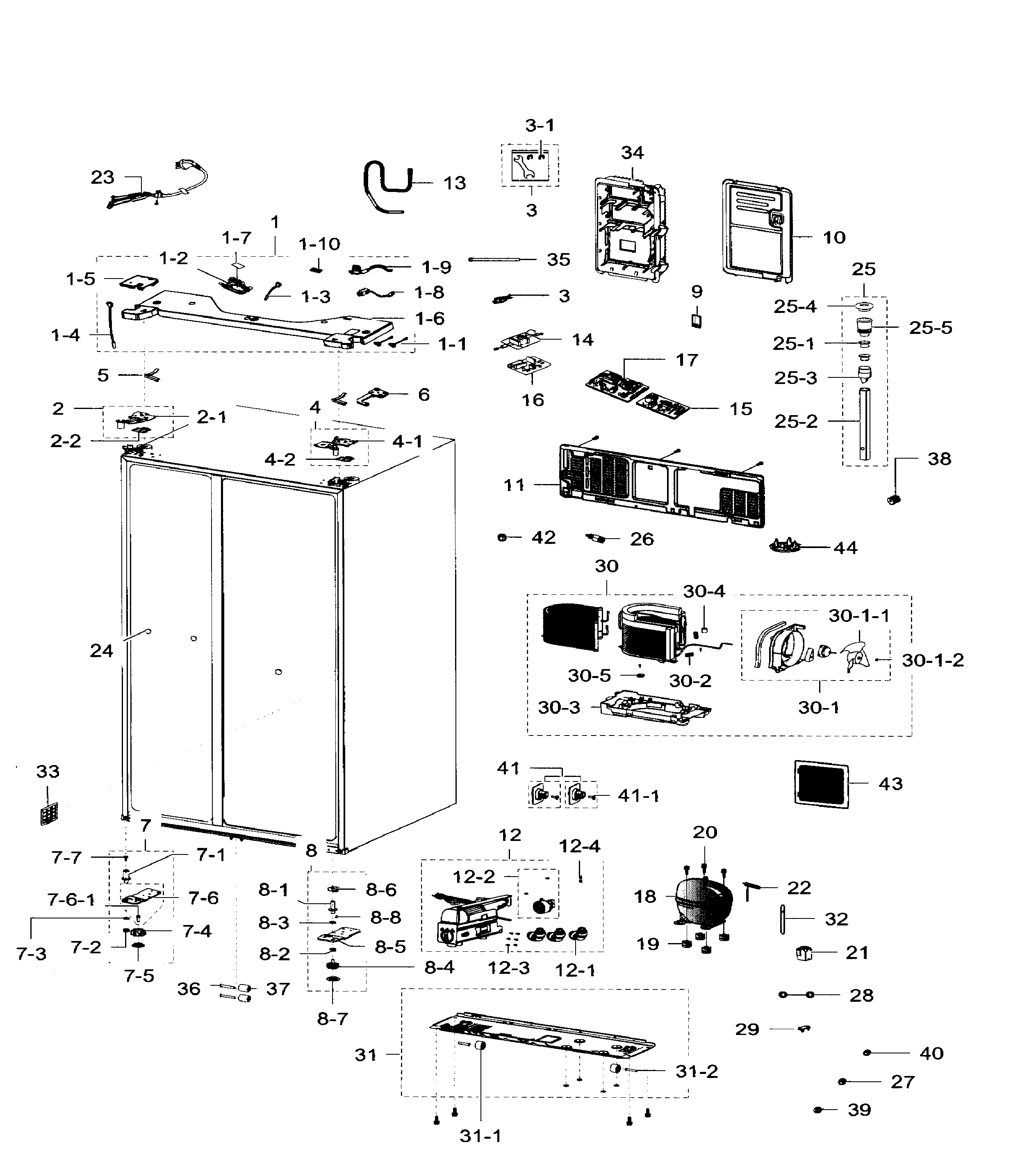 Samsung RH29H9000SR/AA-05 cabinet diagram