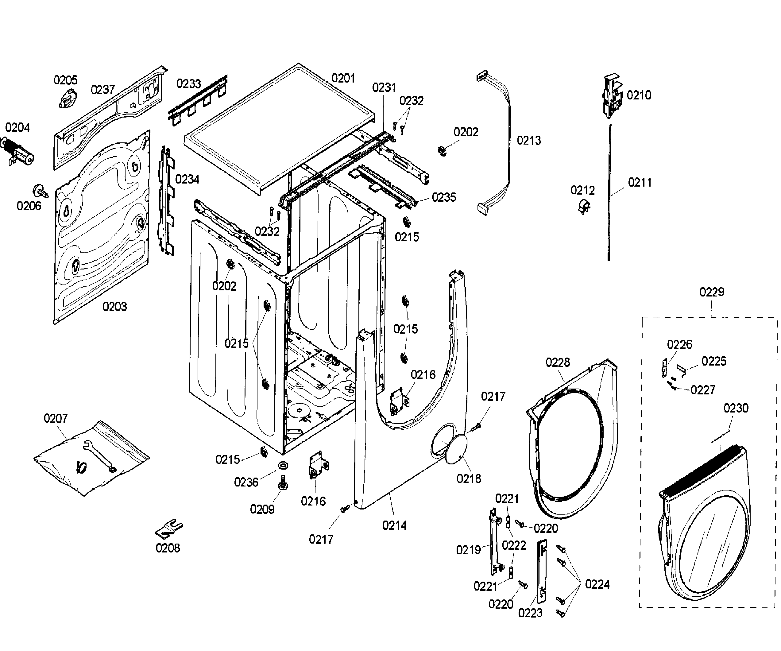 Bosch WFMC640SUC/03 cabinet diagram