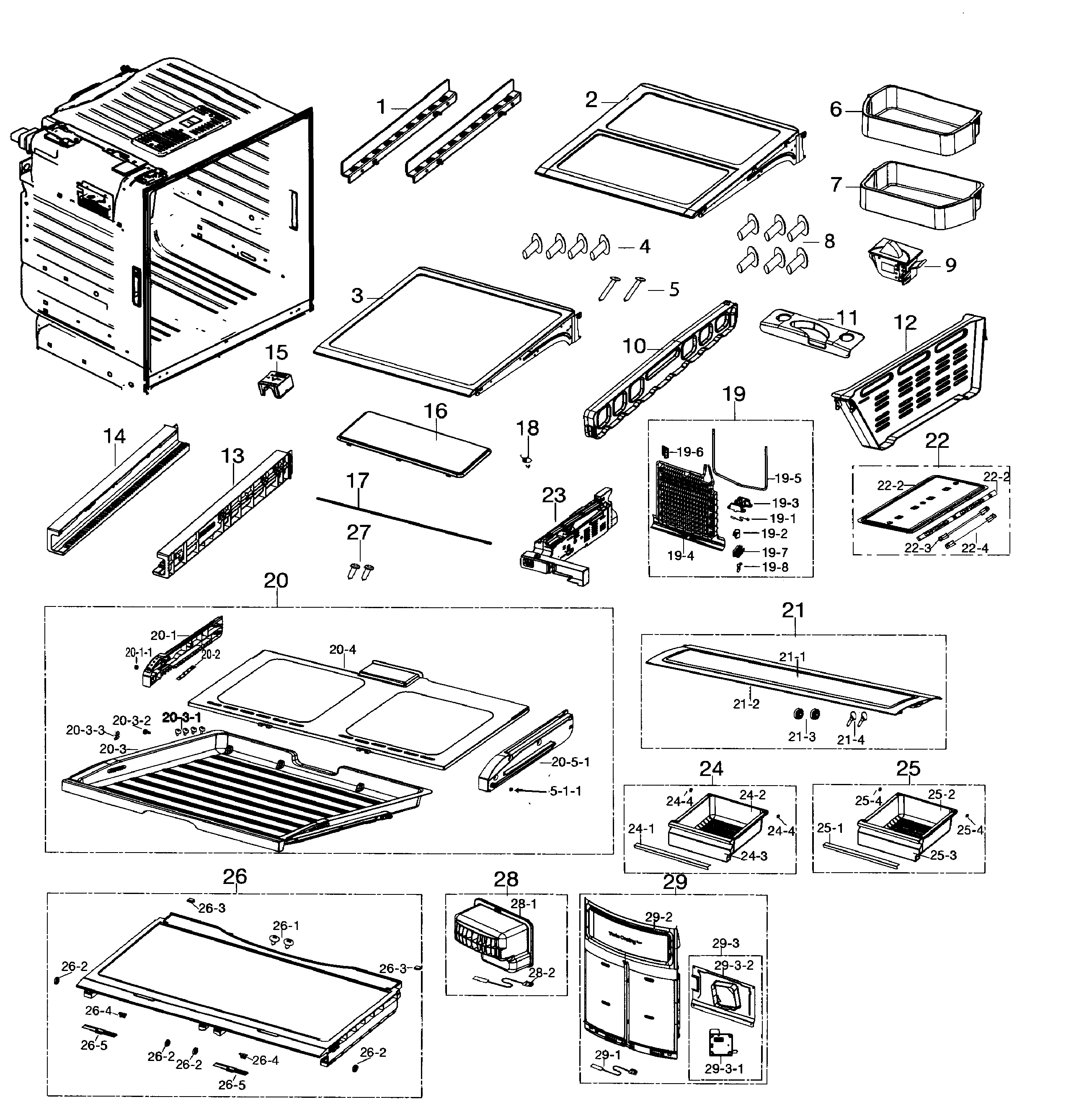 Samsung RF260BEAESR/AA-00 fridge diagram