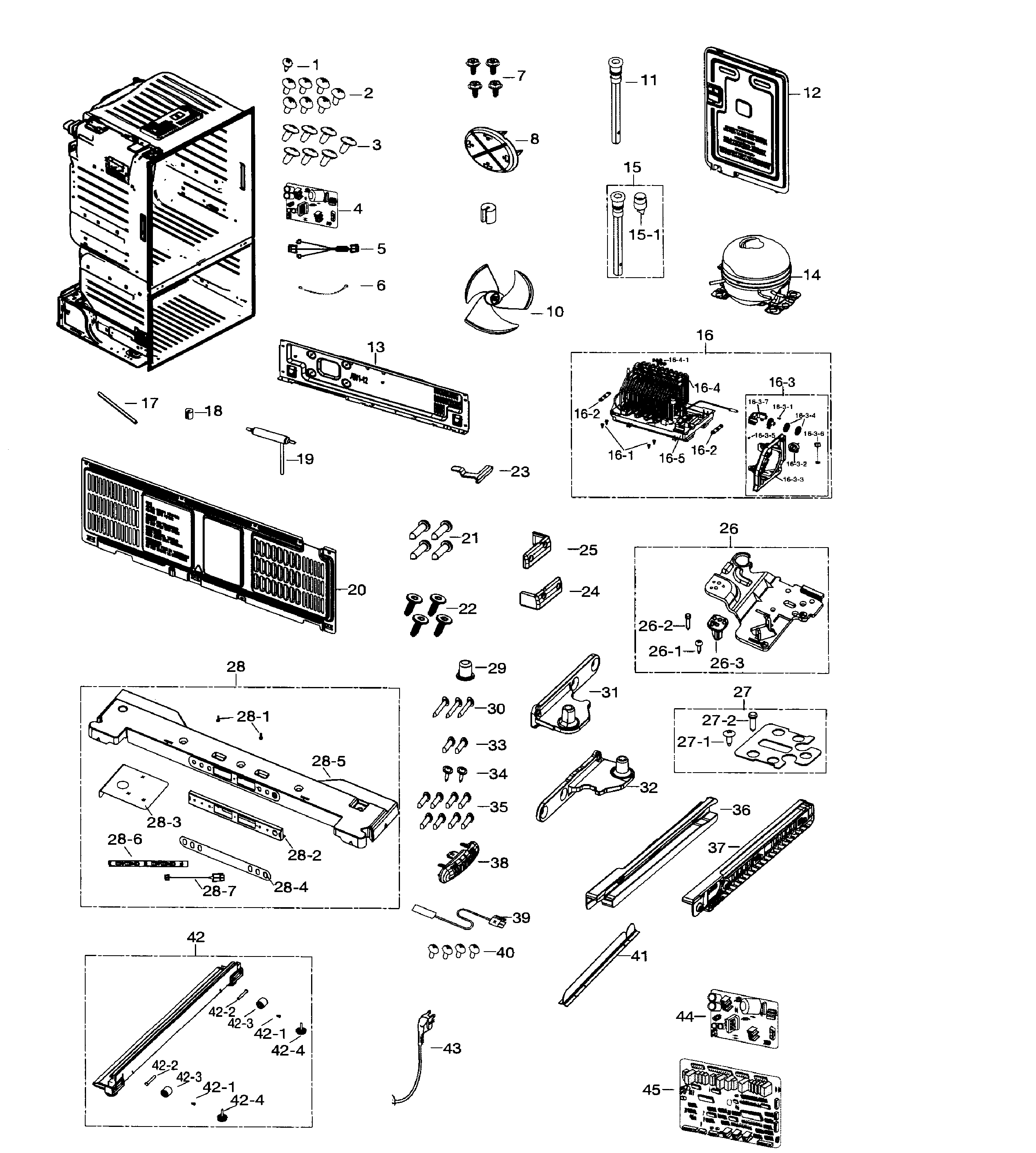 Samsung RF260BEAESR/AA-00 cabinet diagram
