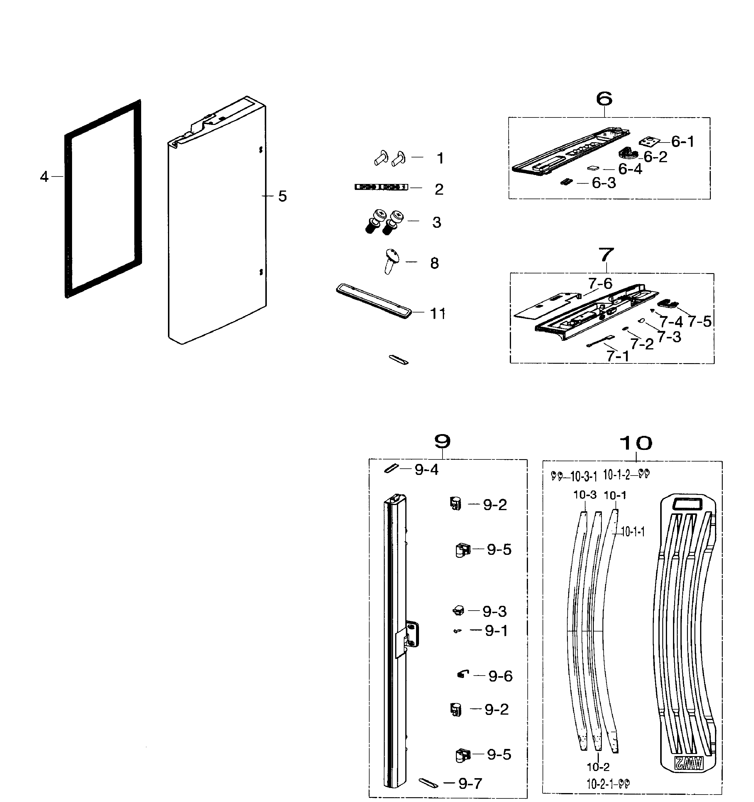 Samsung RF260BEAESR/AA-00 door left diagram