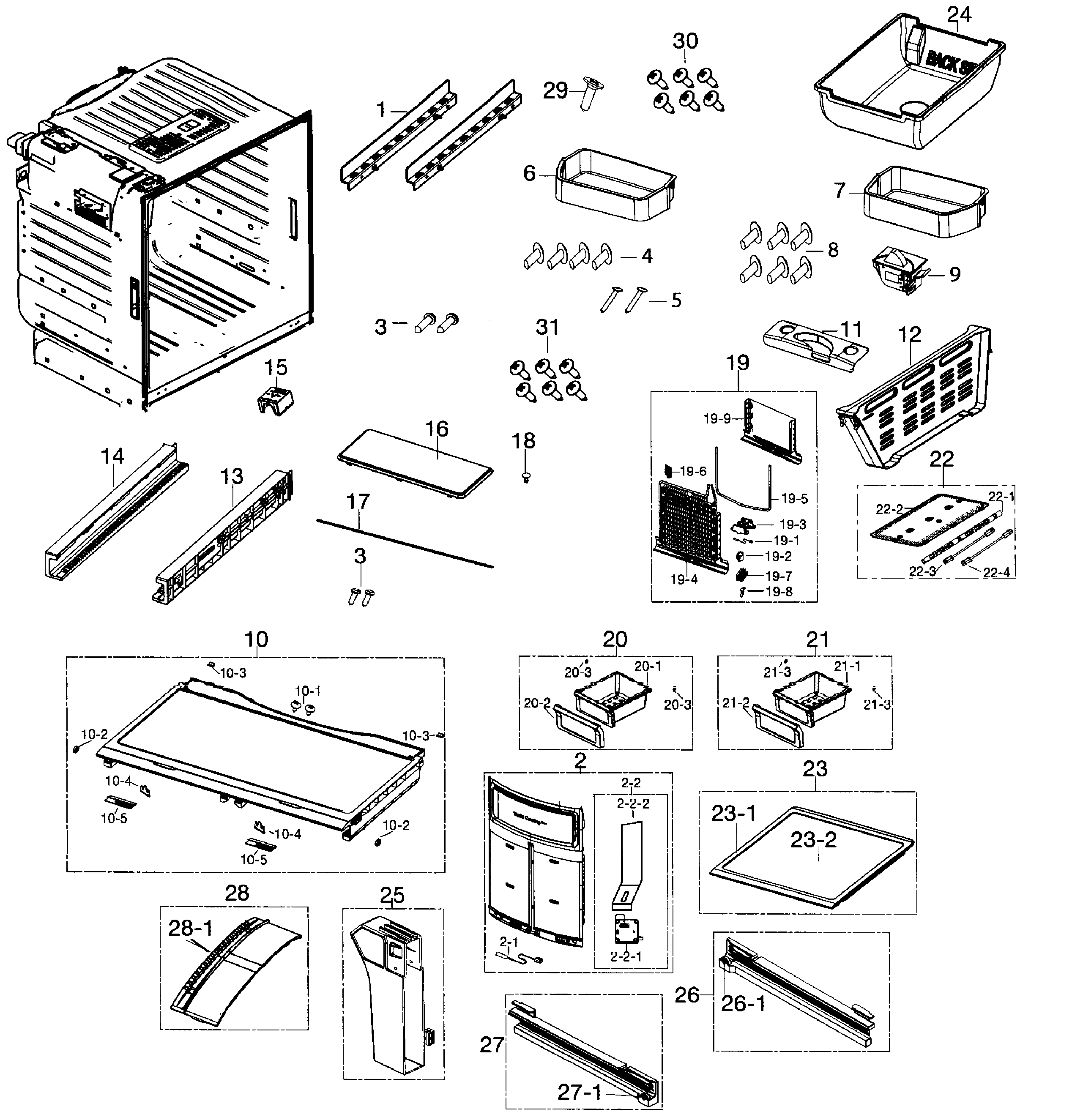 Samsung RF260BEAESR/AA-01 fridge diagram