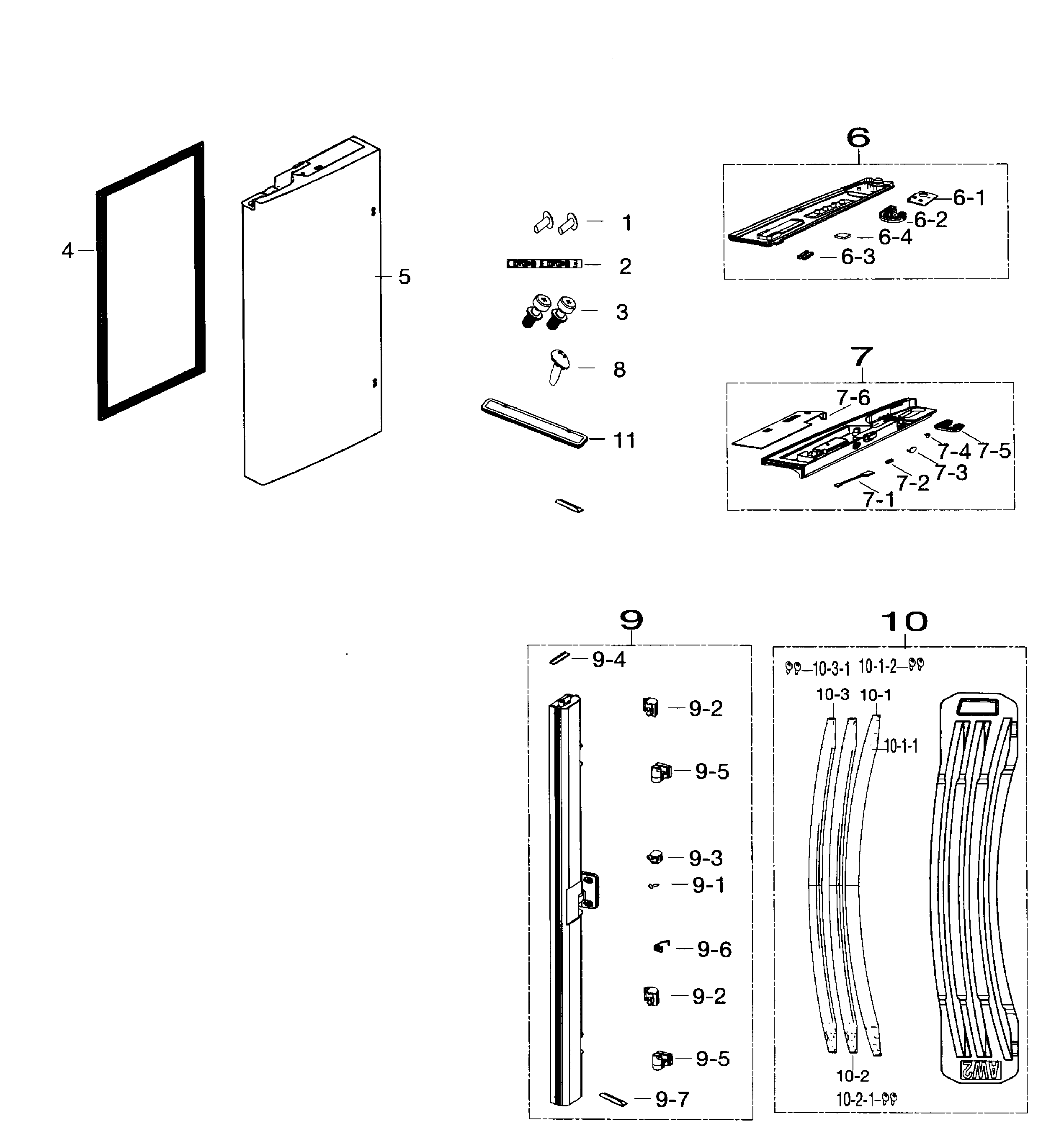 Samsung RF260BEAESR/AA-01 door left diagram