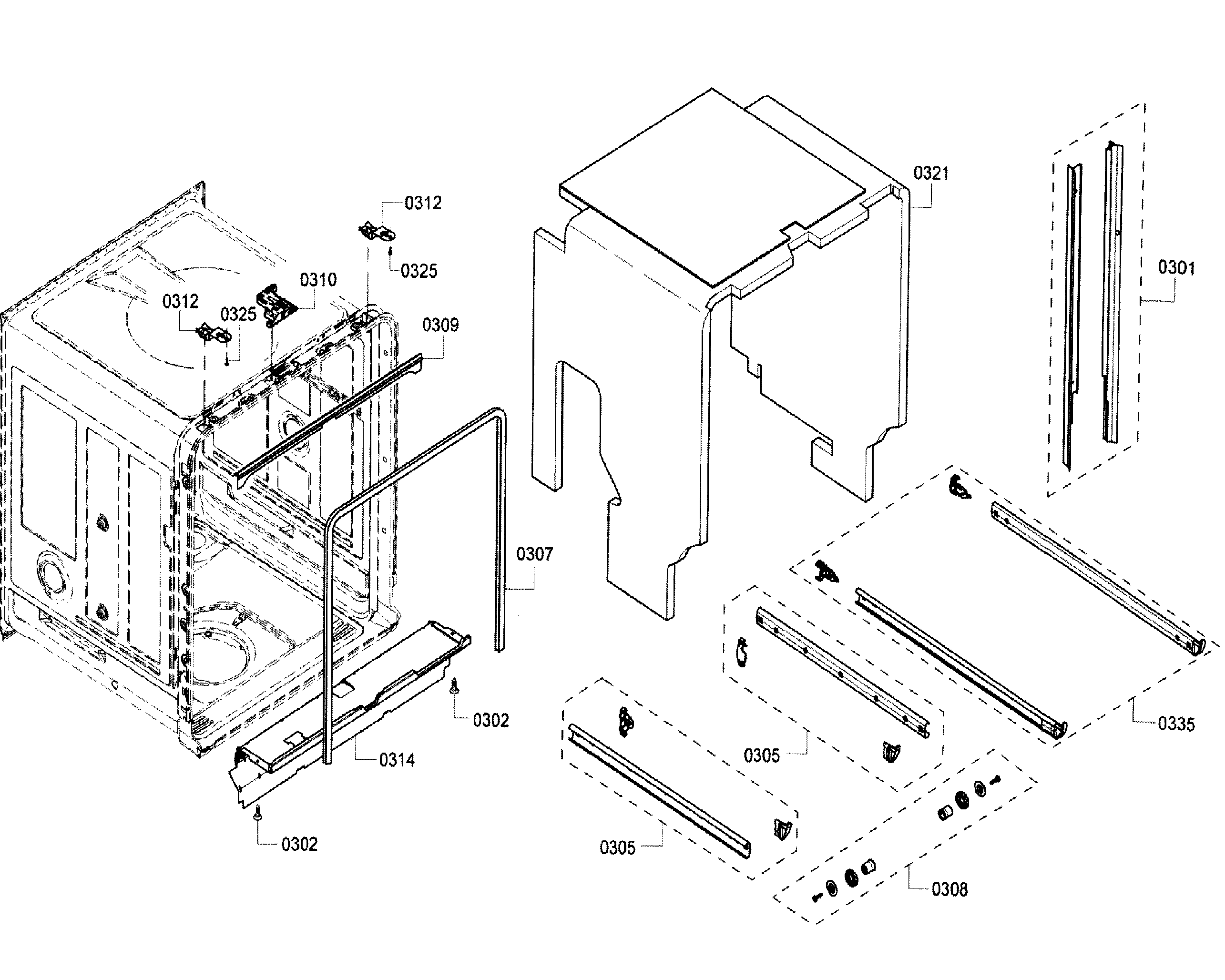 Bosch SHE68T55UC/07 cabinet diagram