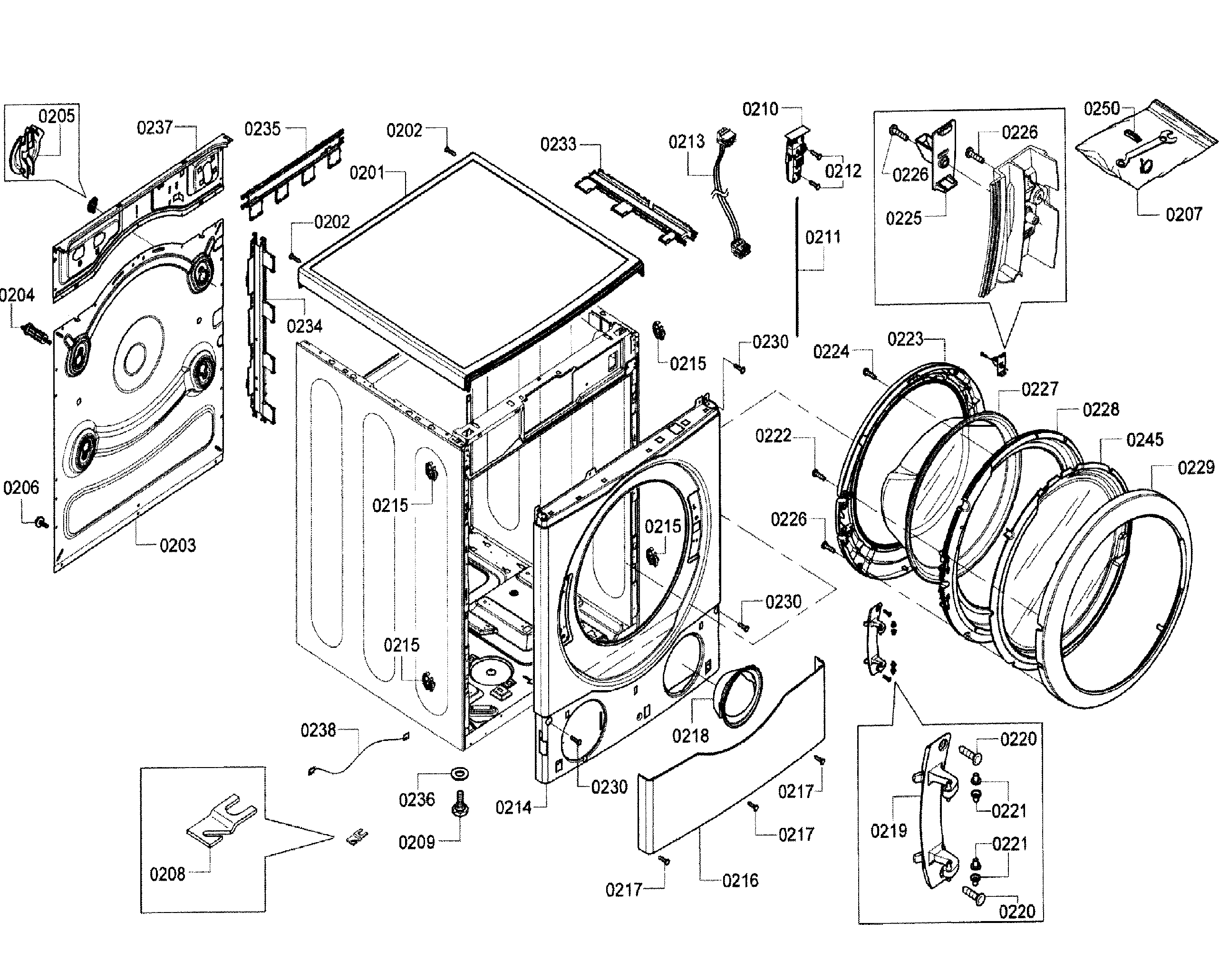 Bosch WFVC6450UC/26 cabinet diagram
