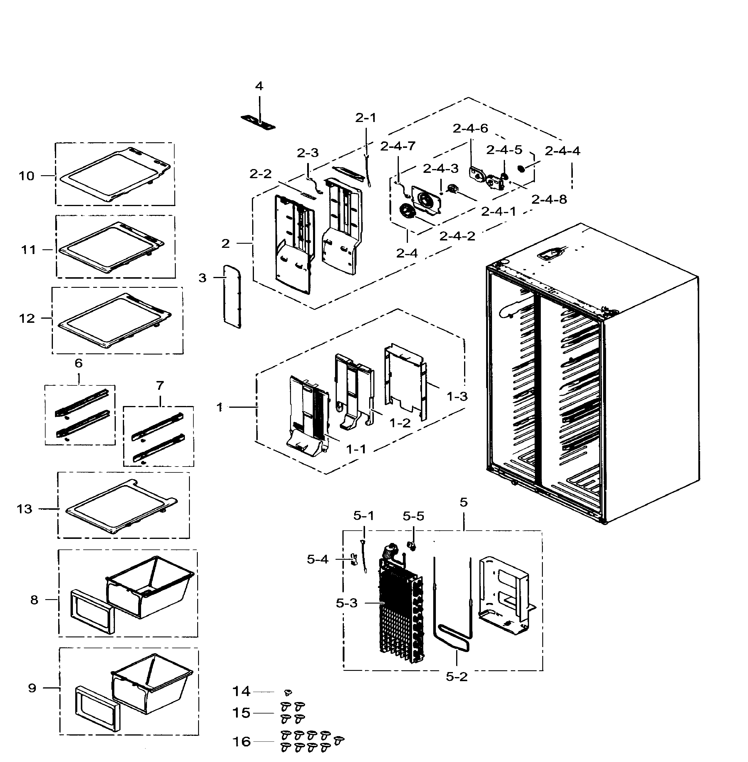 Samsung RS25H5111BC/AA-01 freezer diagram