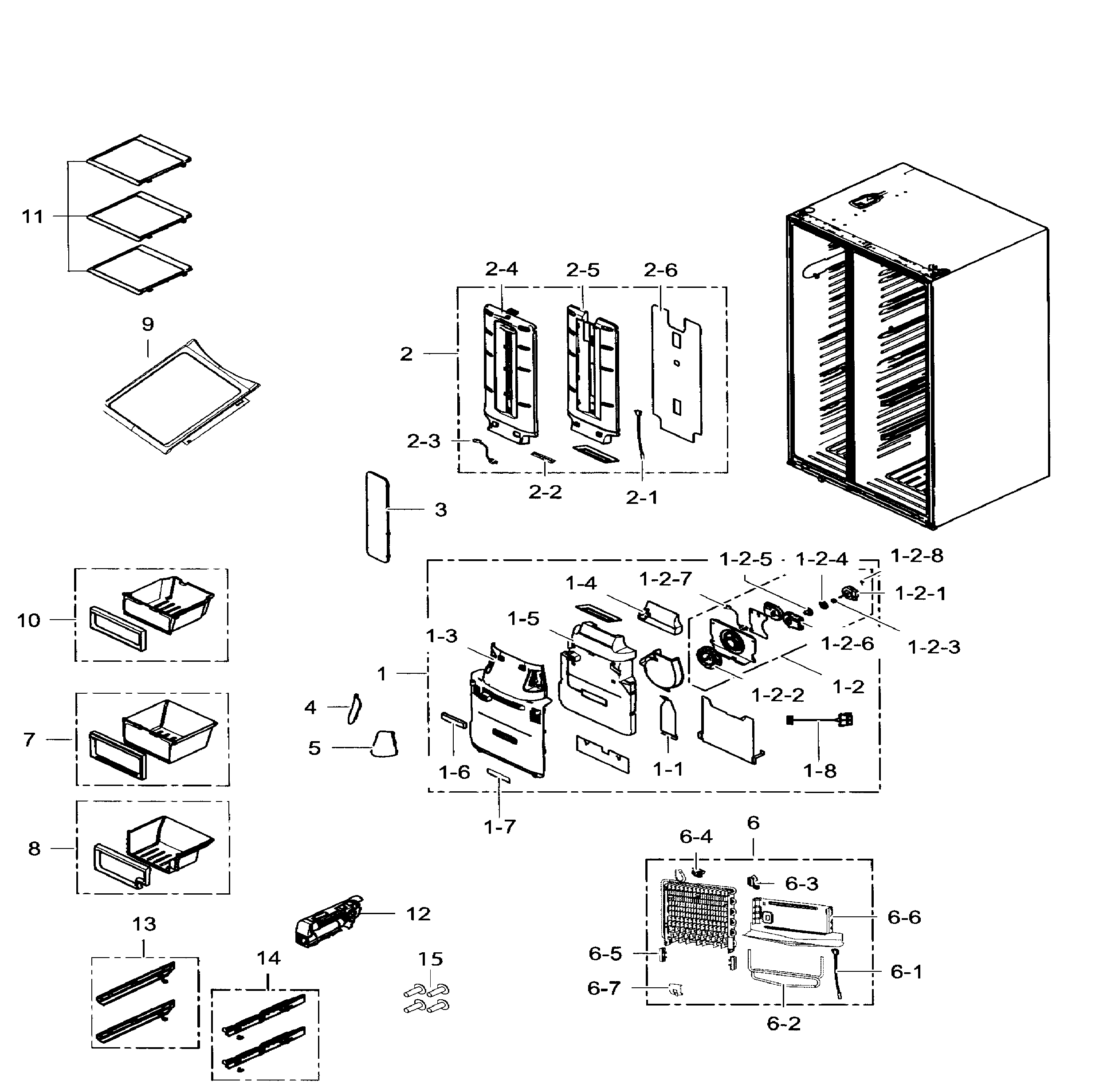 Samsung RS25H5111BC/AA-01 fridge diagram