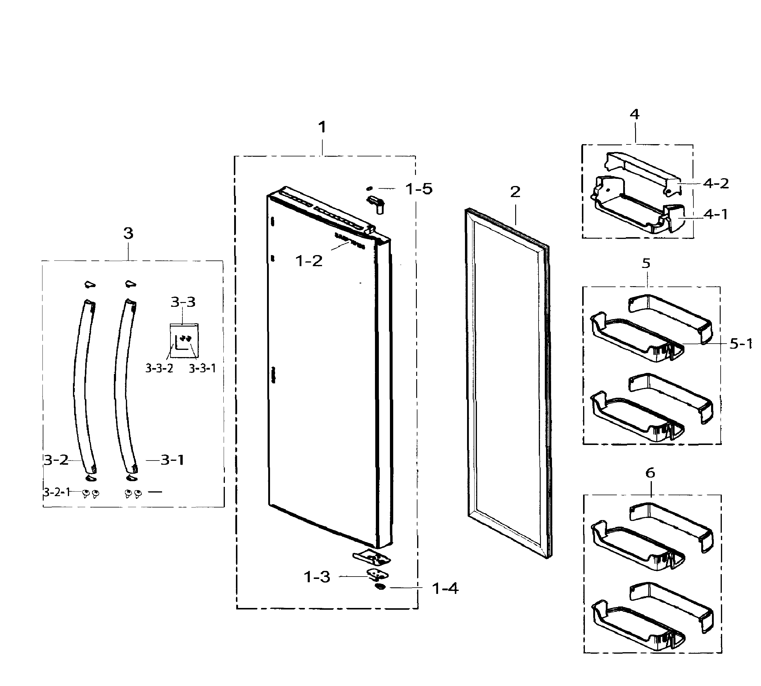 Samsung RS25H5111BC/AA-01 right door diagram