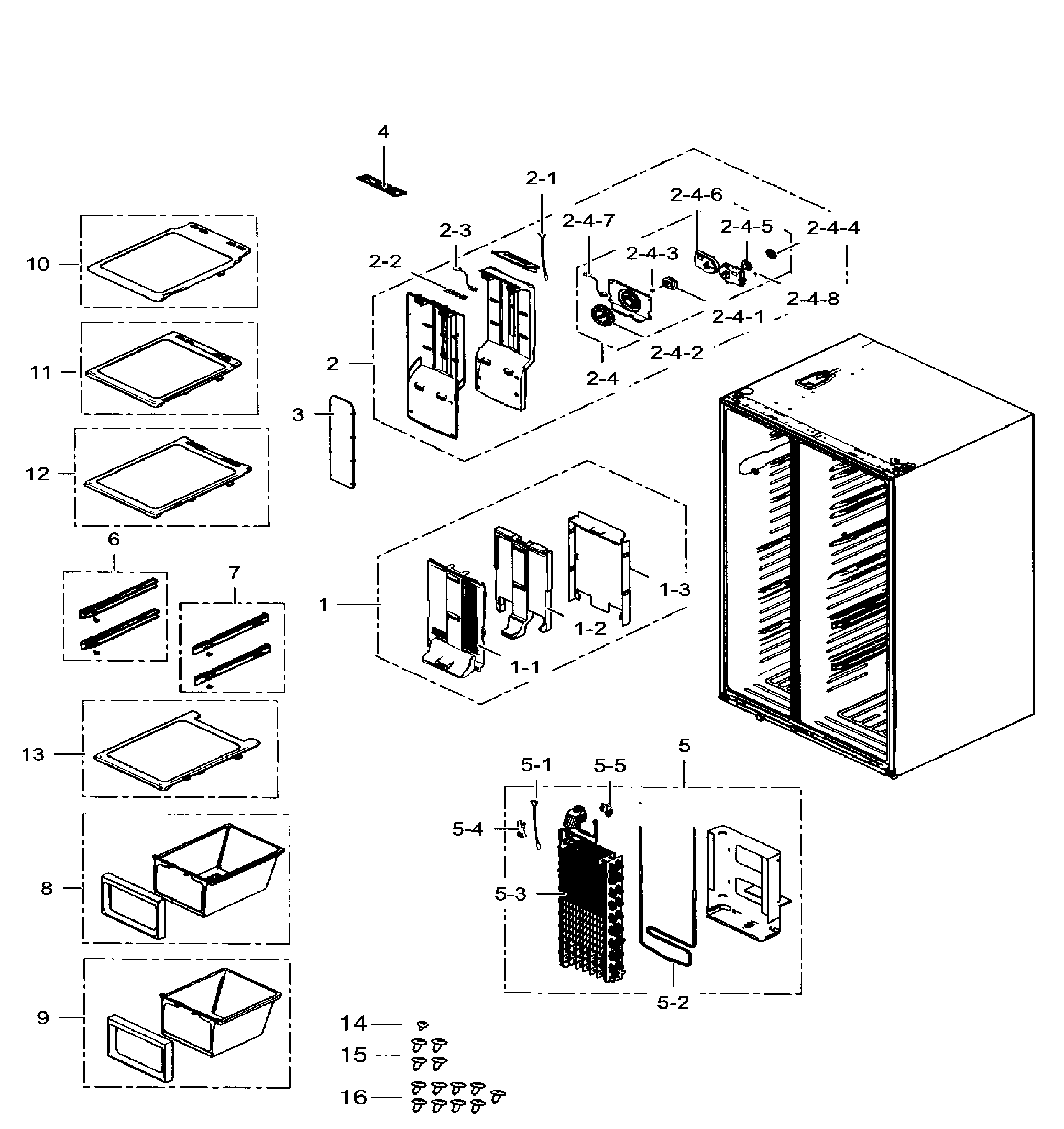 Samsung RS25H5111SR/AA-01 freezer diagram