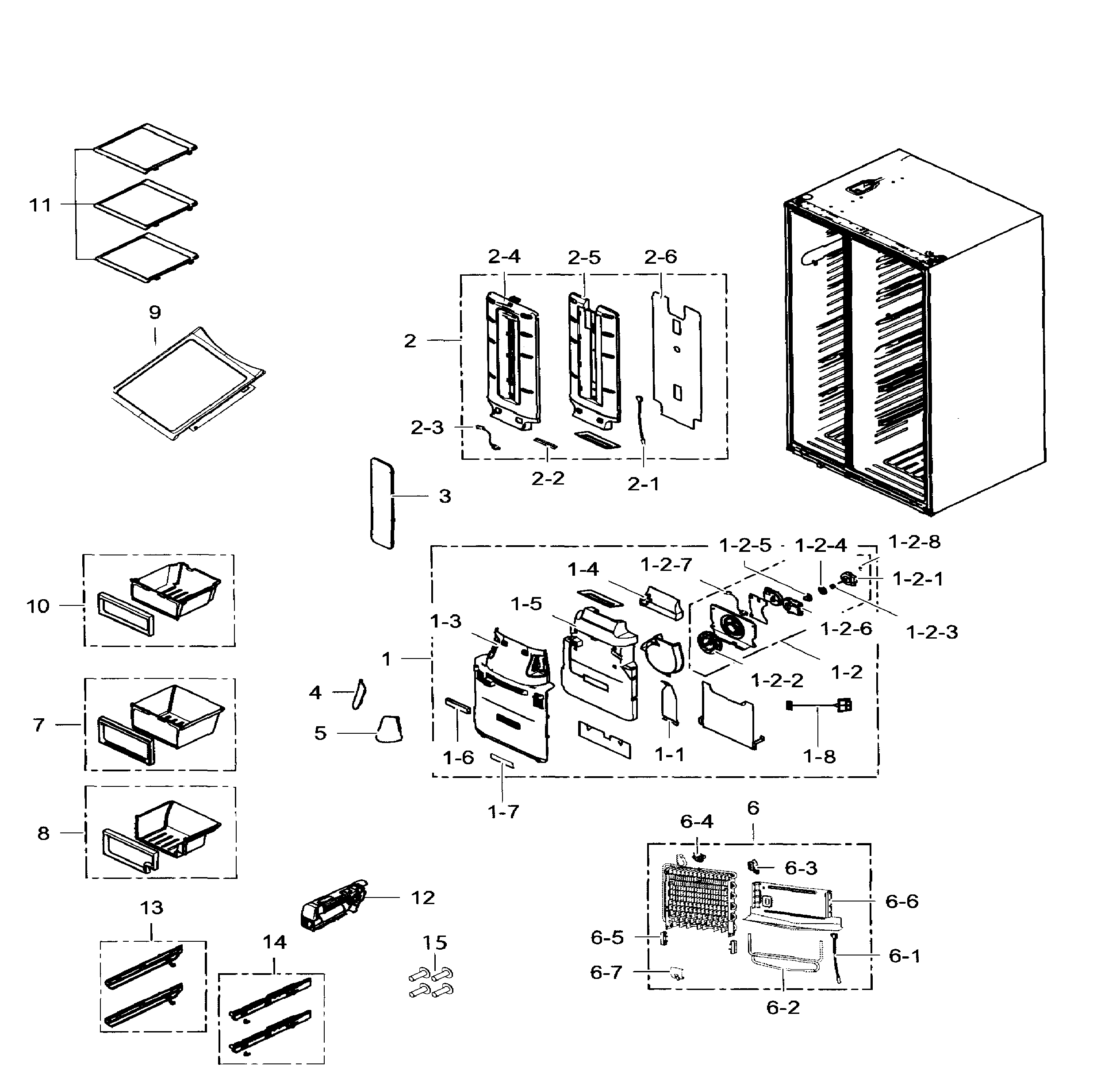 Samsung RS25H5111SR/AA-01 fridge diagram