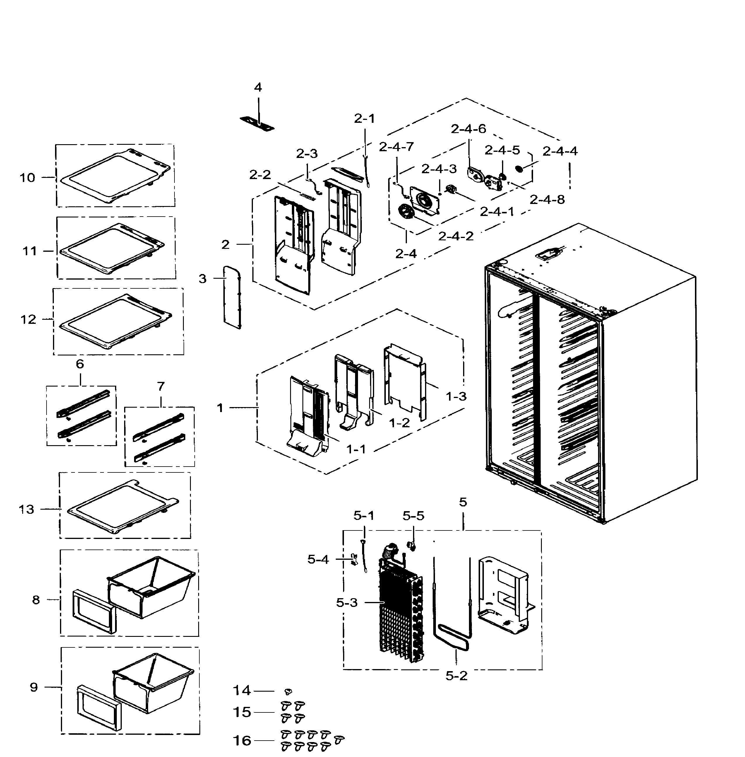 Samsung RS25H5111WW/AA-01 freezer diagram