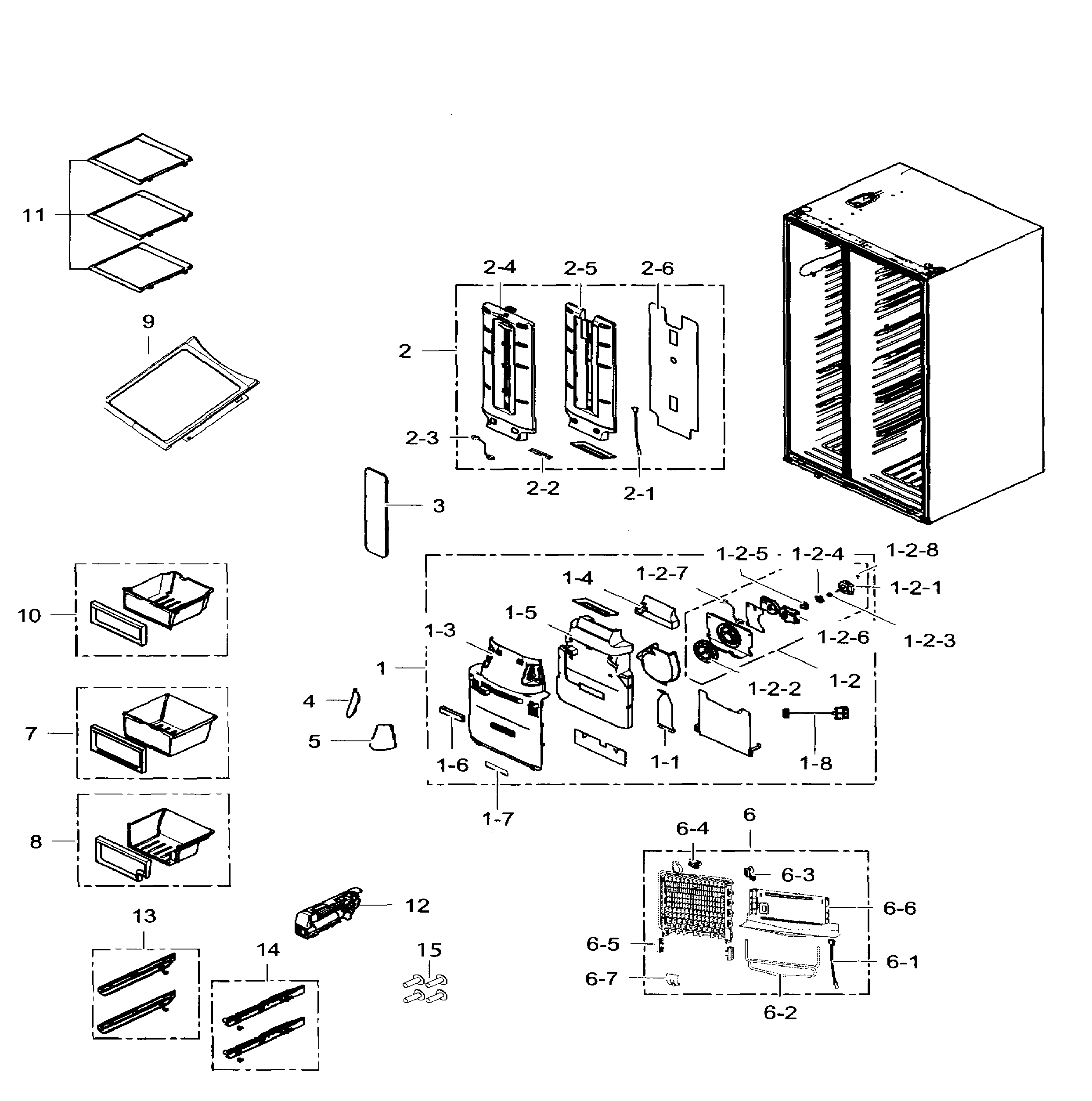 Samsung RS25H5111WW/AA-01 fridge diagram