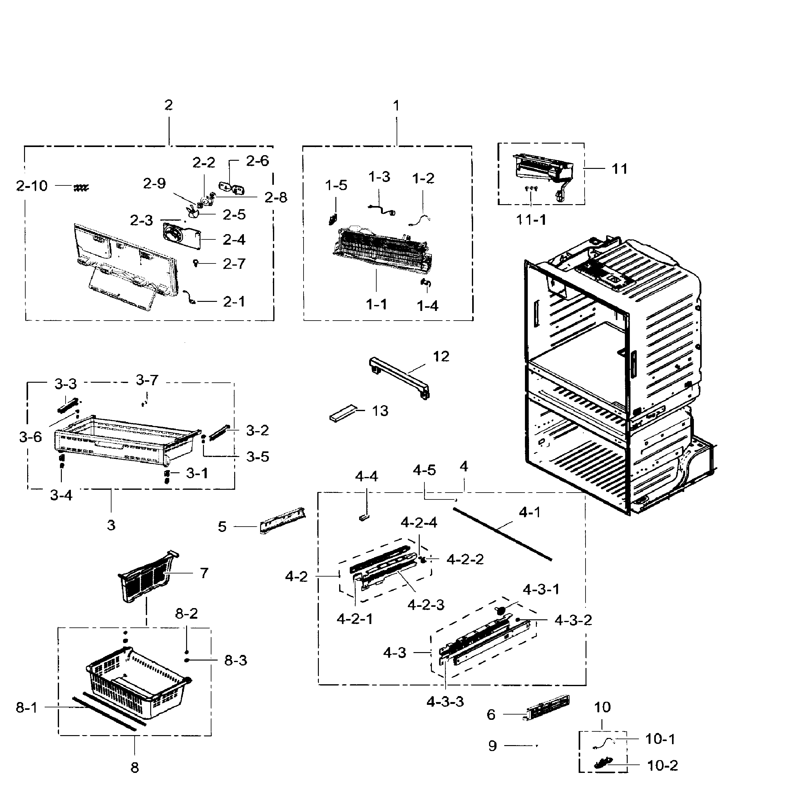 Samsung RF28HMEDBWW/AA-05 freezer / icemaker diagram