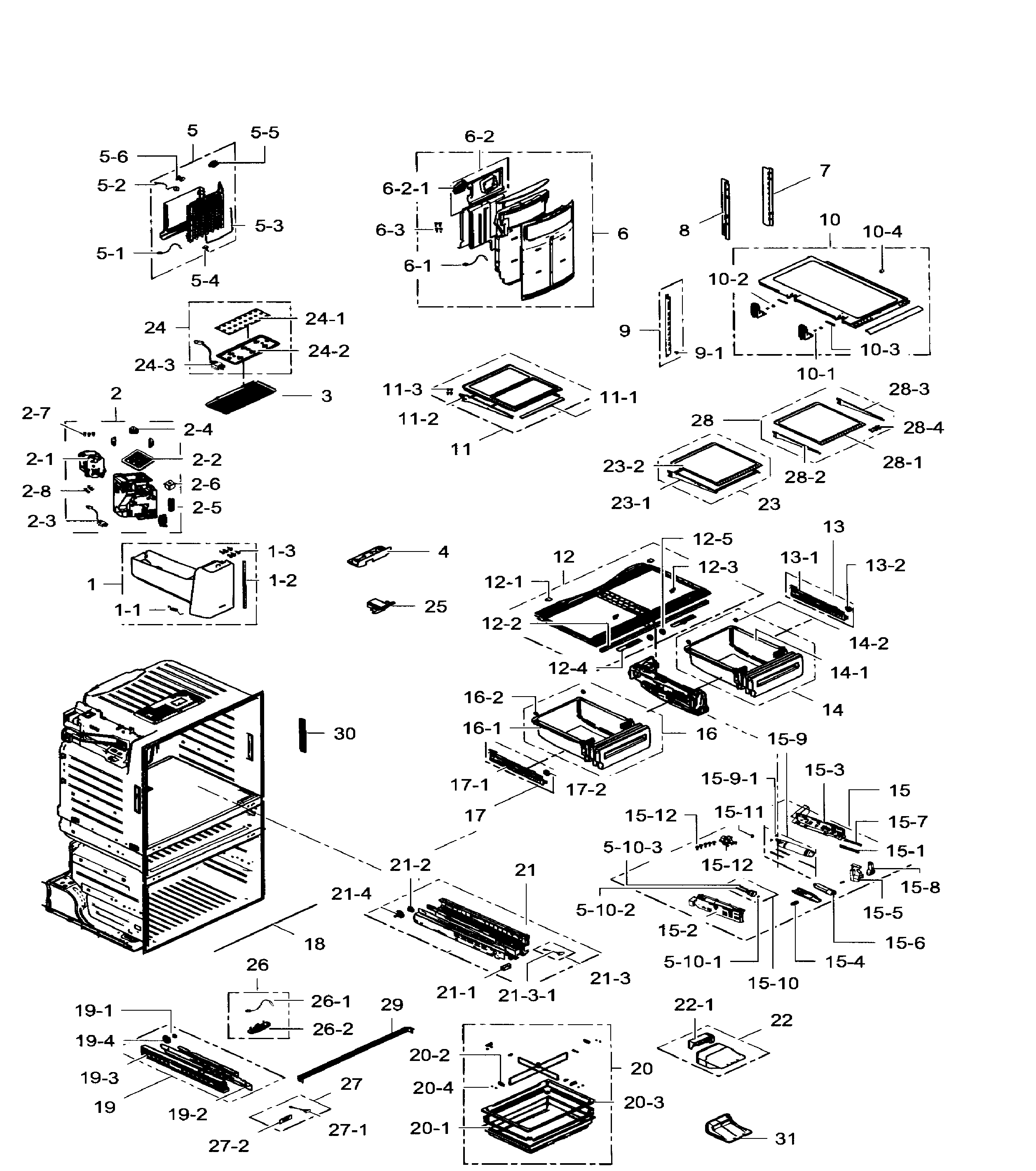 Samsung RF28HMEDBWW/AA-05 fridge diagram