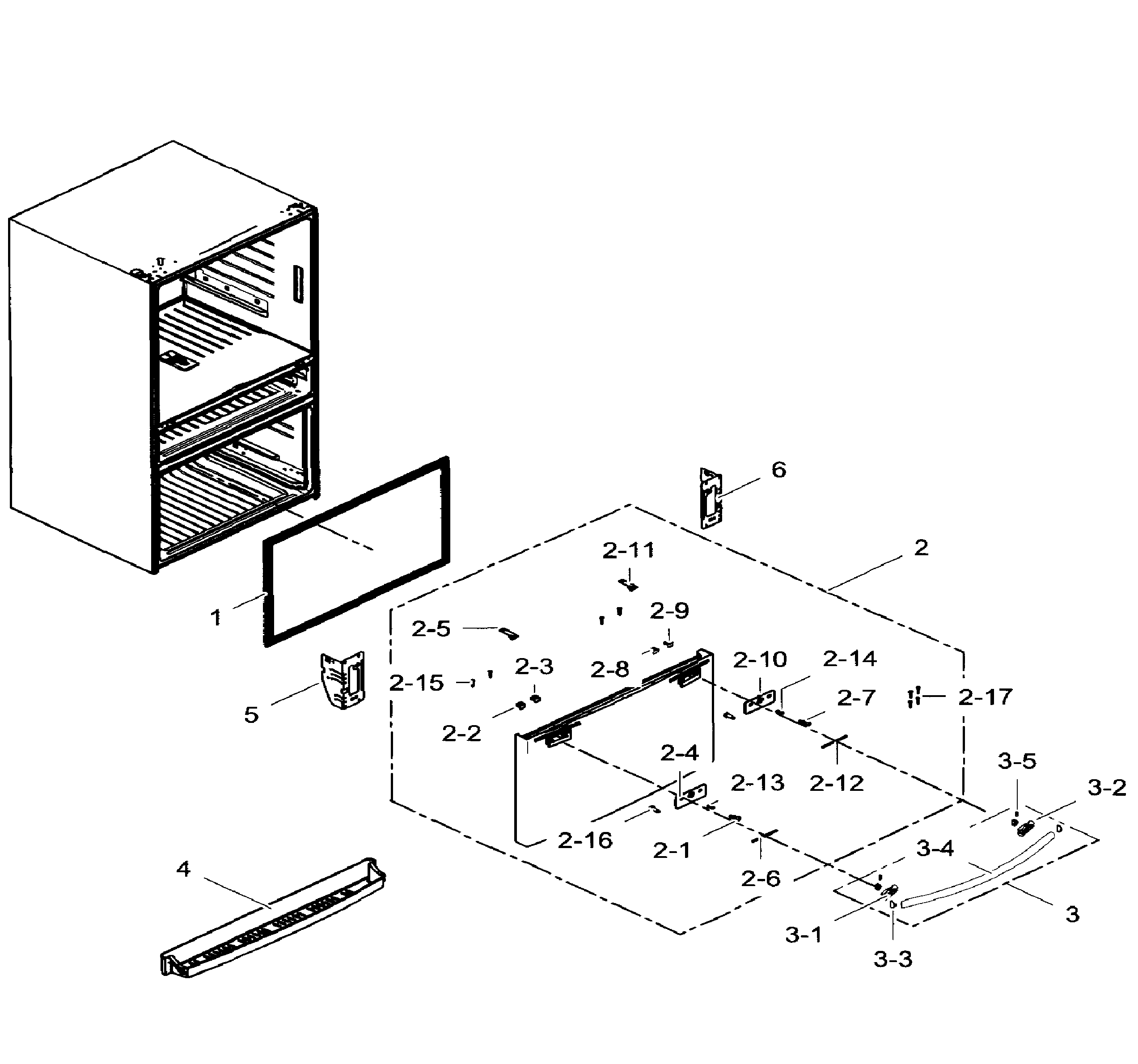 Samsung RF28HMEDBWW/AA-05 freezer door diagram