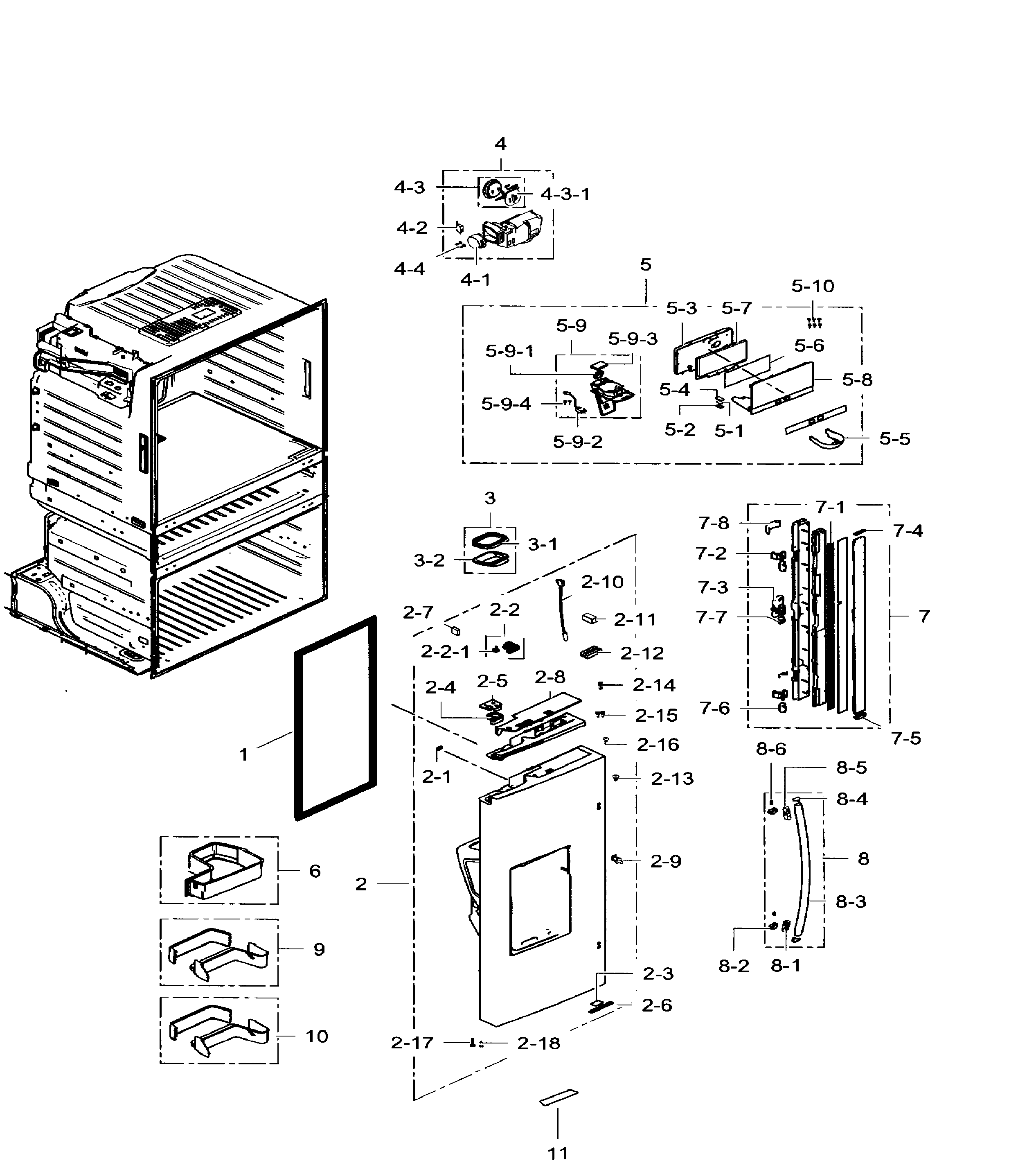Samsung RF28HMEDBWW/AA-05 left door diagram