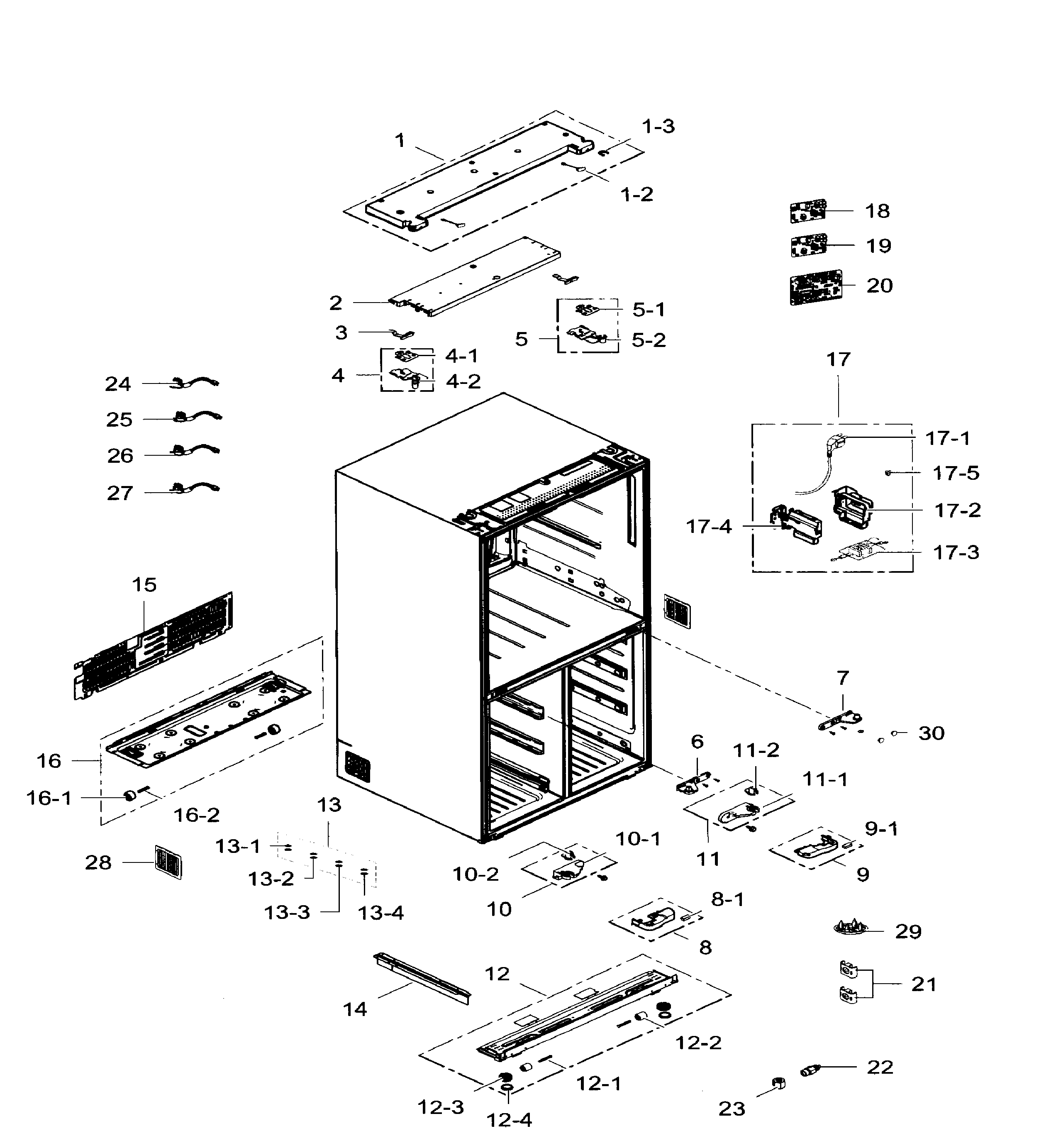 Samsung RF34H9960S4/AA-02 cabinet diagram