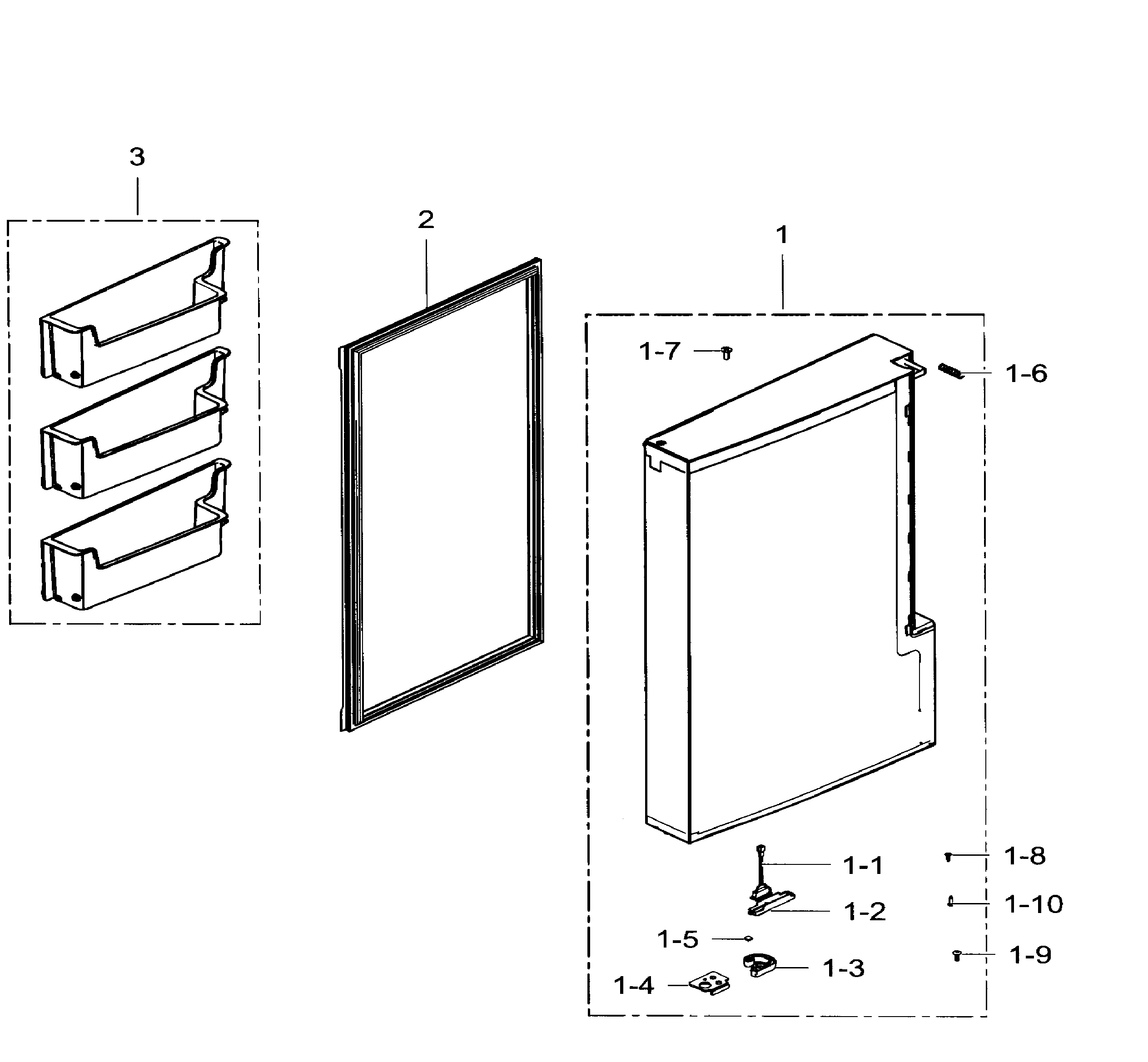 Samsung RF34H9960S4/AA-02 freezer door left diagram