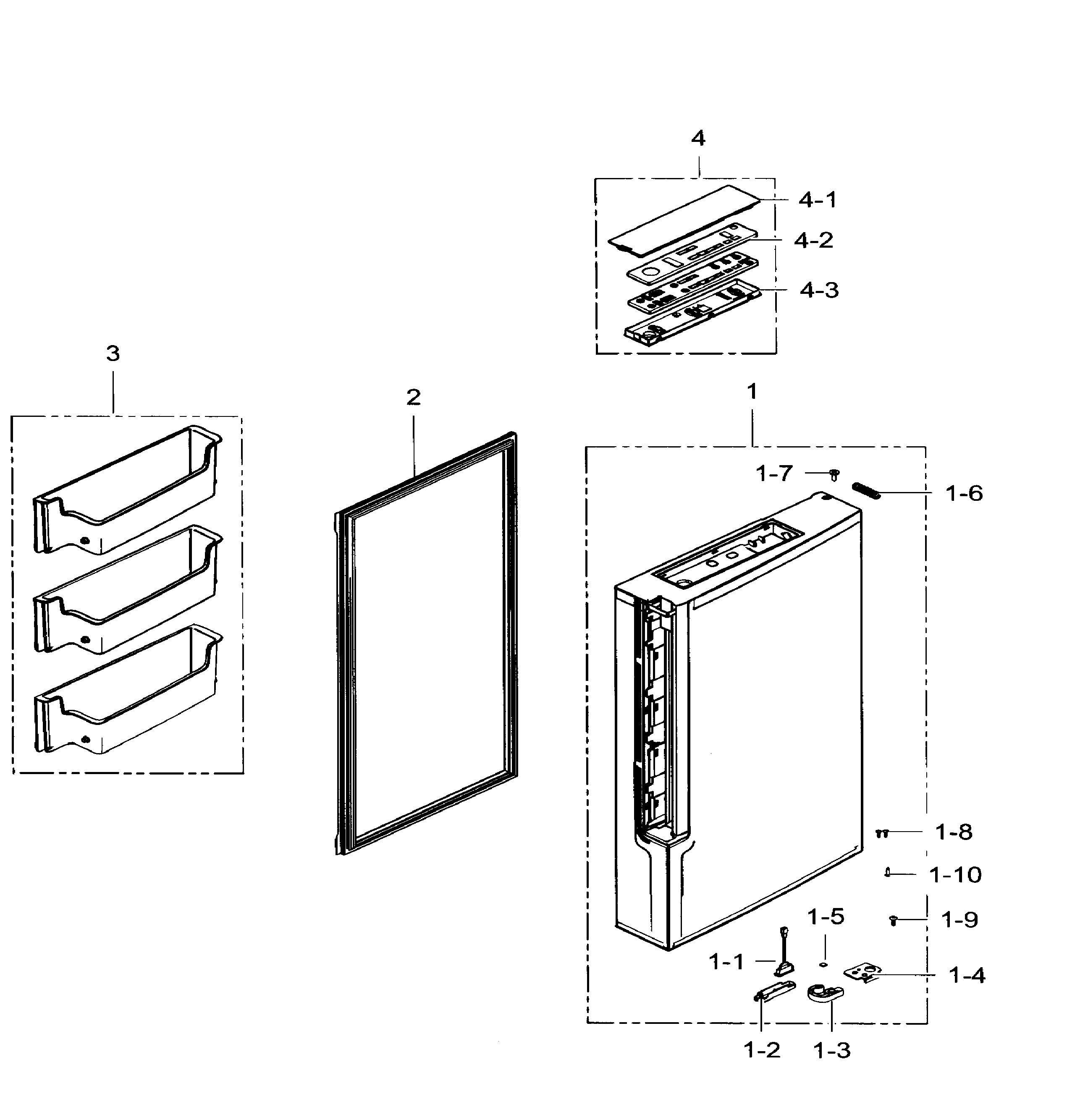 Samsung RF34H9960S4/AA-02 freezer door right diagram
