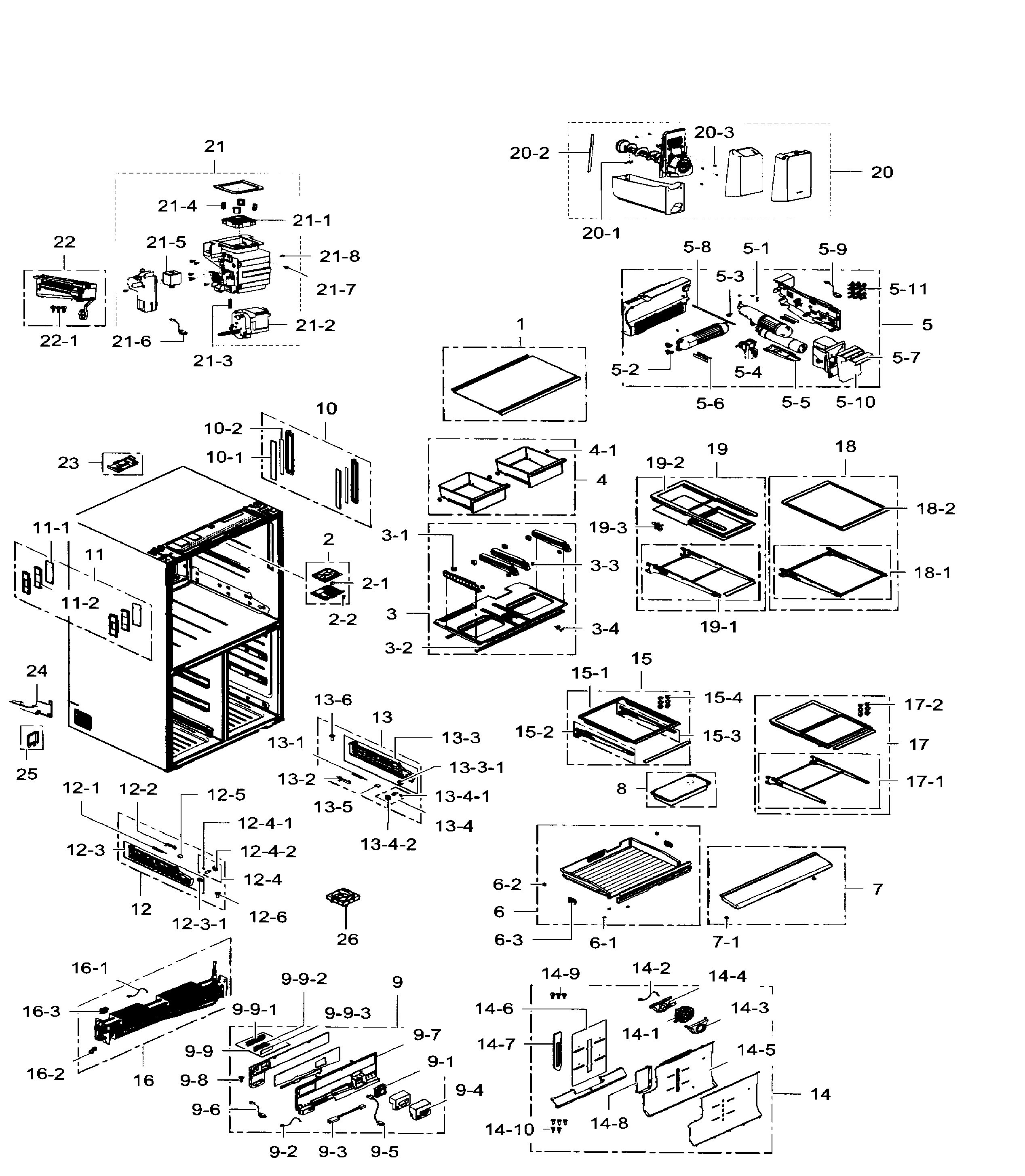 Samsung RF34H9960S4/AA-03 fridge diagram