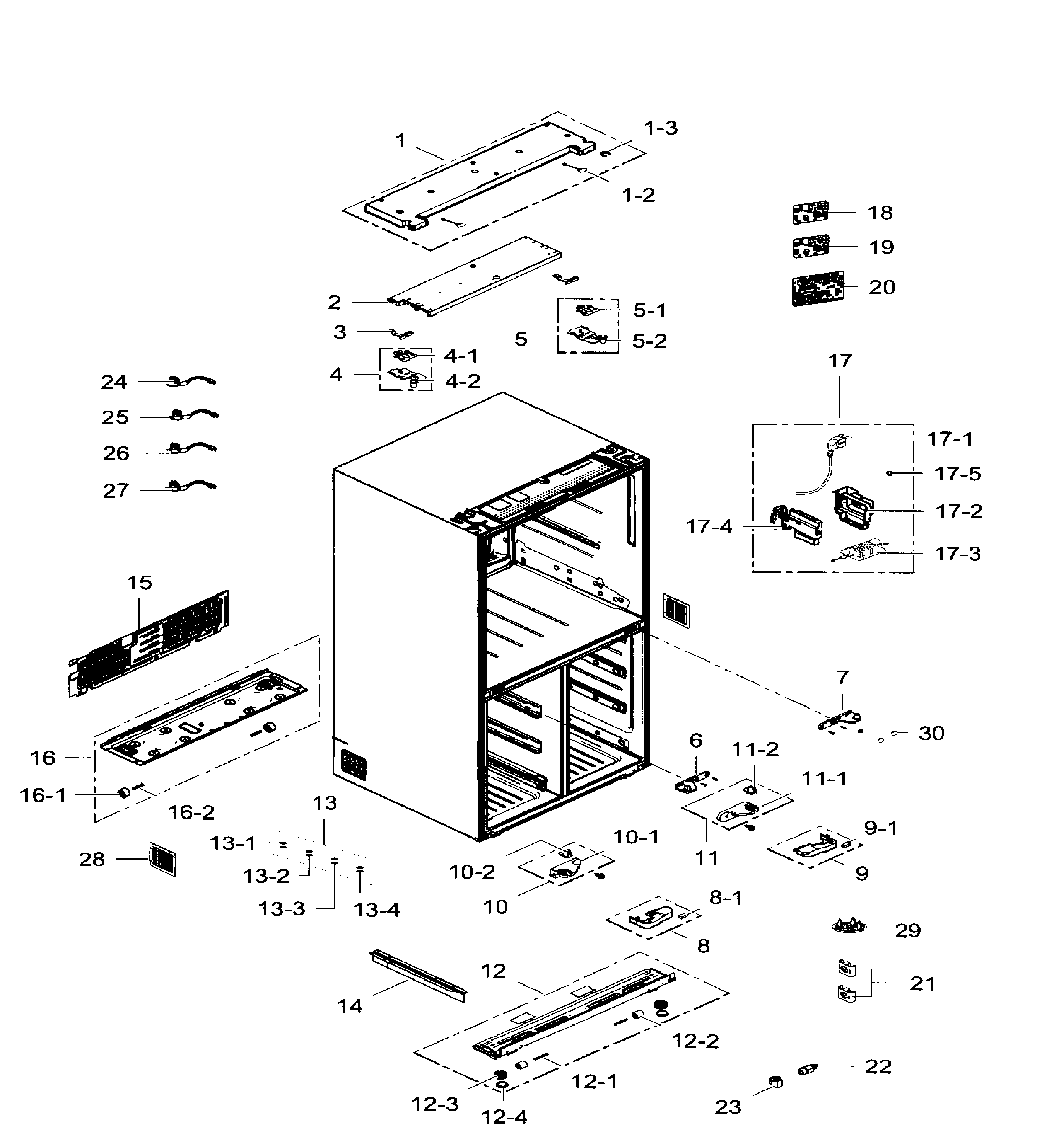 Samsung RF34H9960S4/AA-03 cabinet diagram