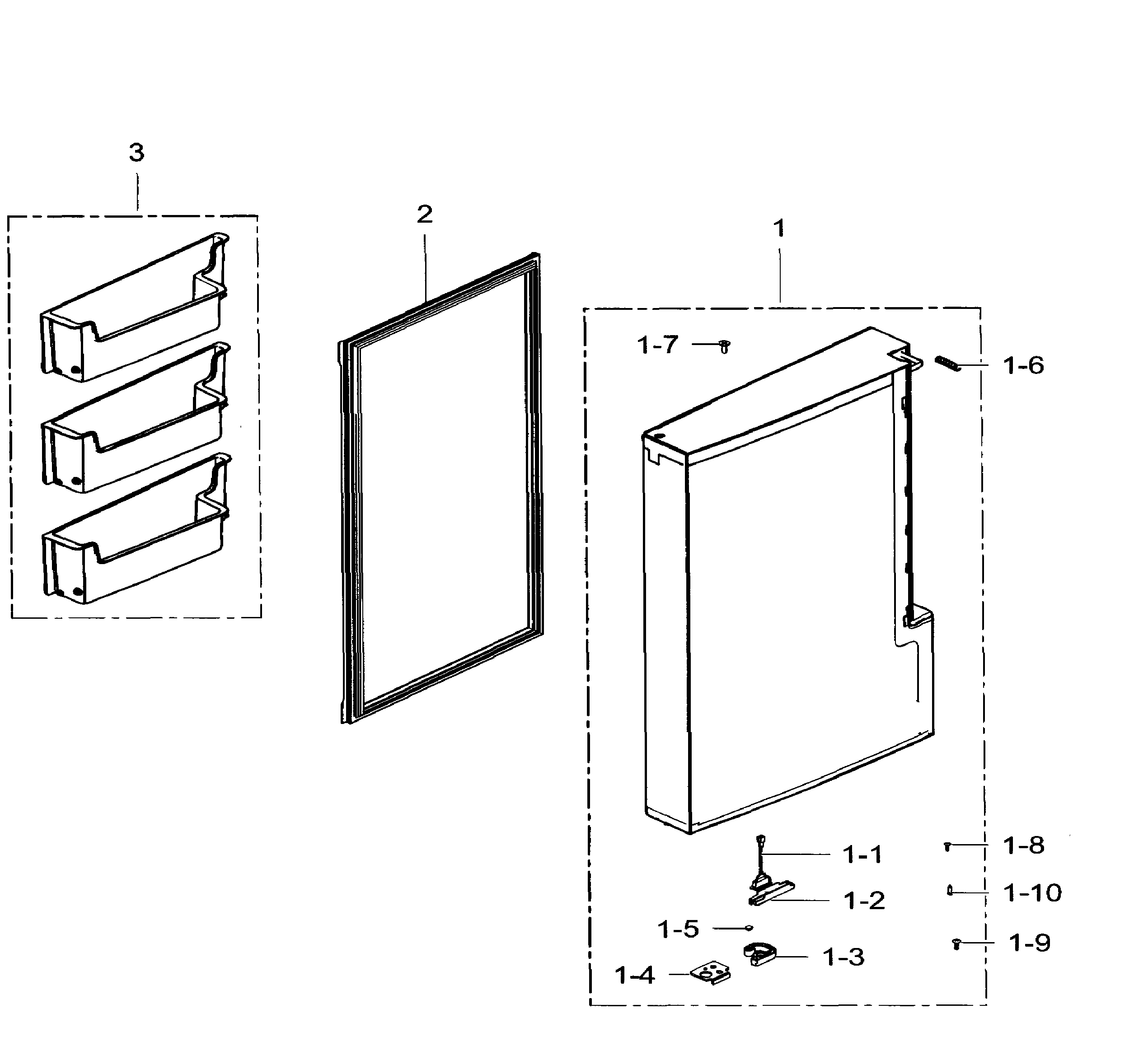 Samsung RF34H9960S4/AA-03 freezer door left diagram