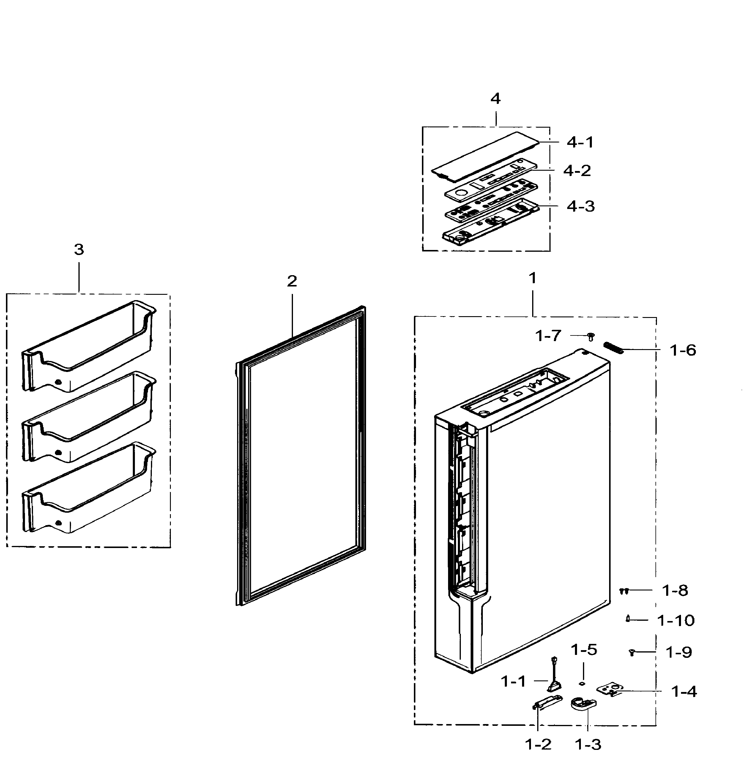Samsung RF34H9960S4/AA-03 freezer door right diagram