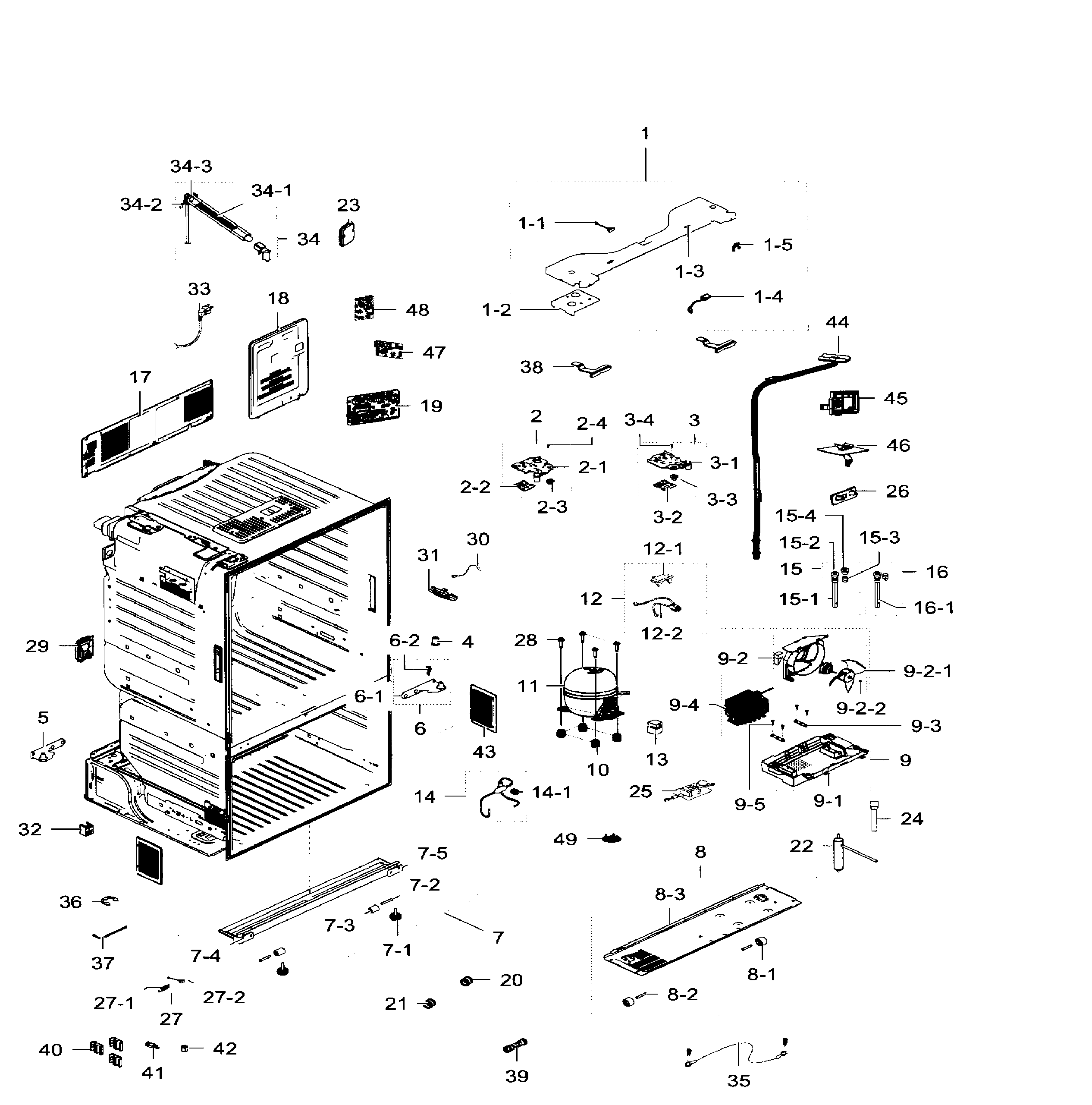 Samsung RF28HFEDTWW/AA-04 cabinet diagram