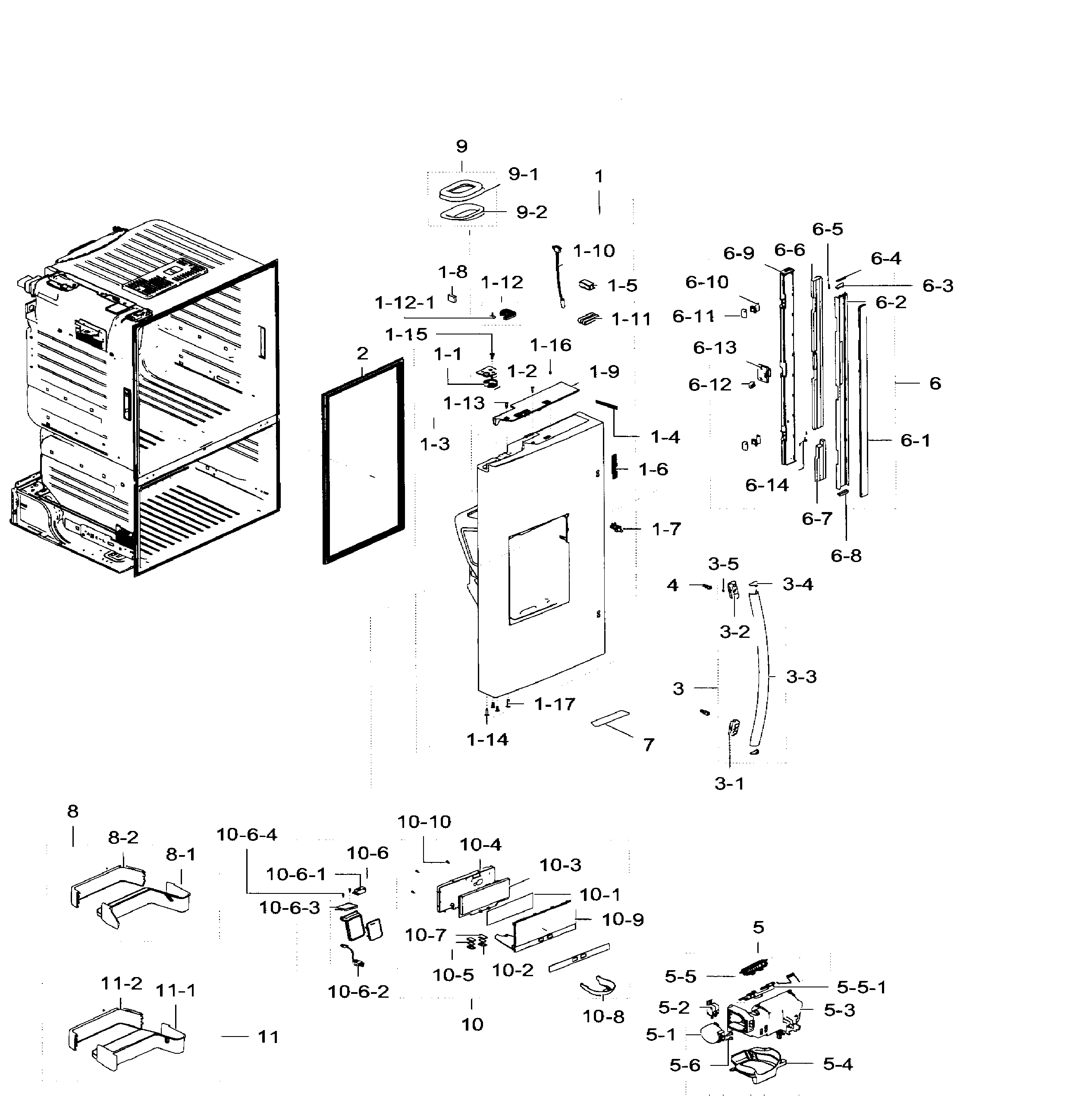 Samsung RF28HFEDTWW/AA-04 left door diagram