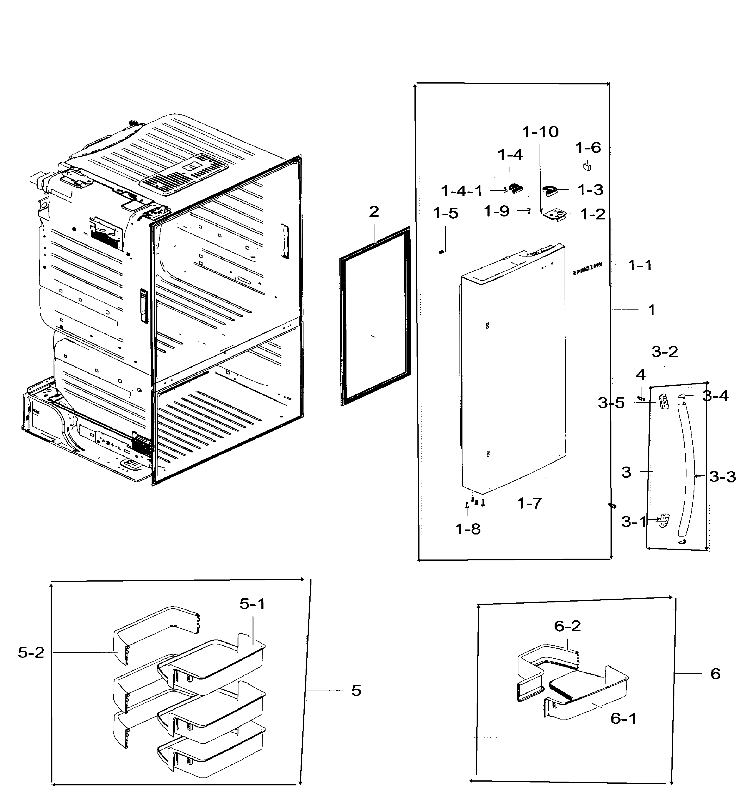 Samsung RF28HFEDTWW/AA-04 right door diagram